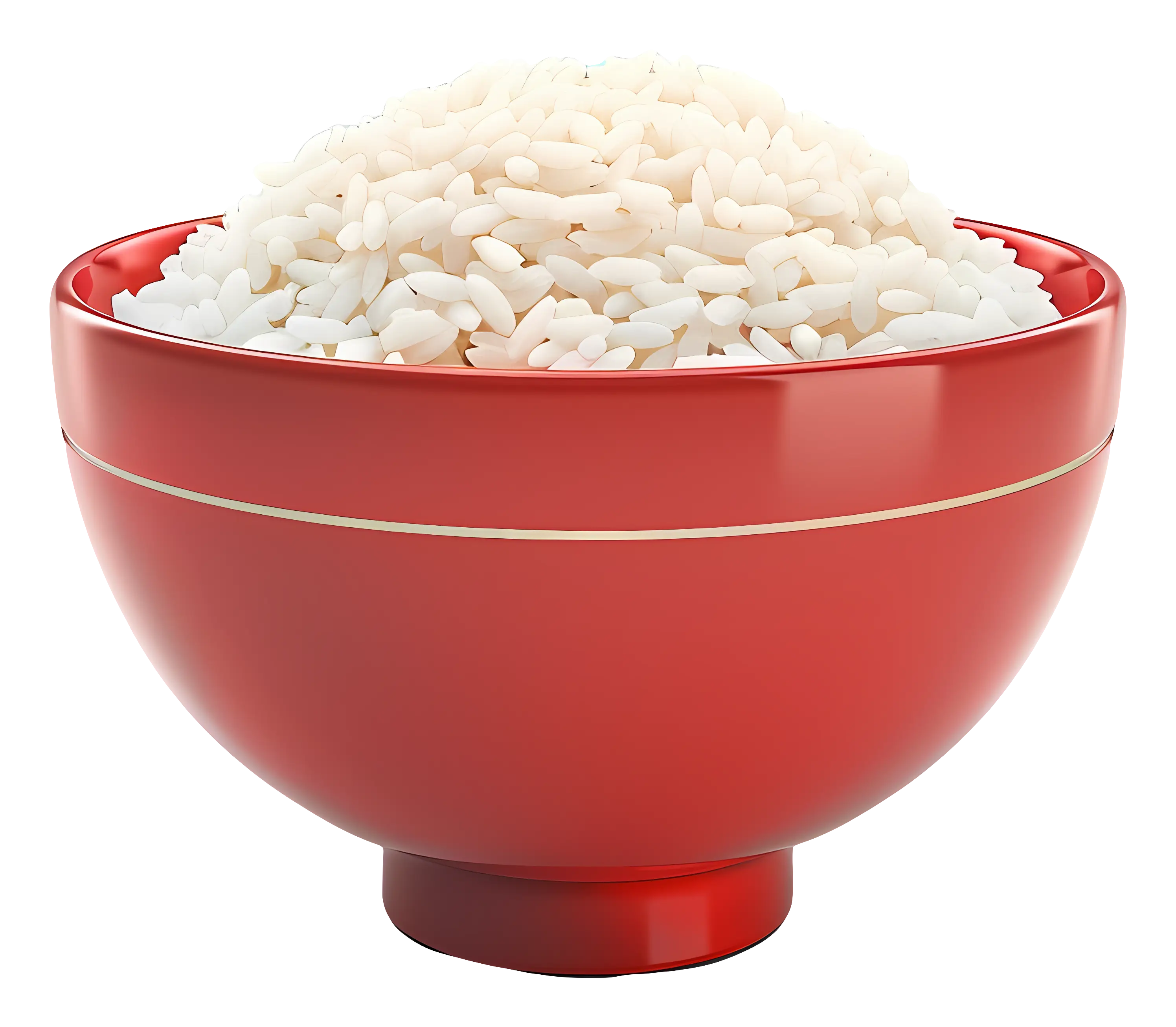 Red Bowl Filled with Steamed Rice