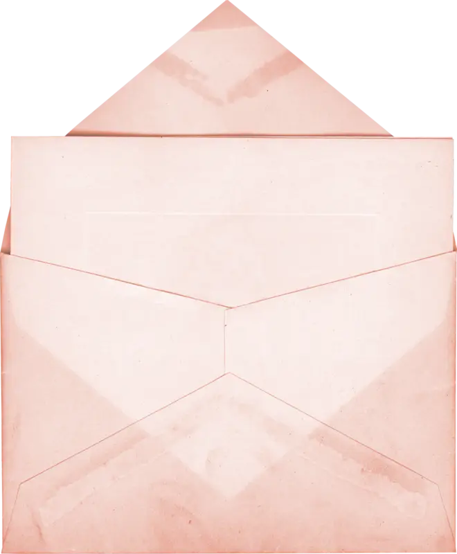 Pink Open Envelope with Letter Inside