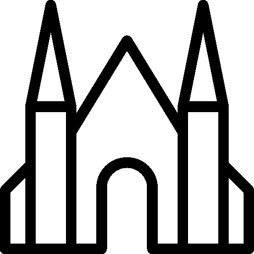 Church Outline Icon with Two Spires
