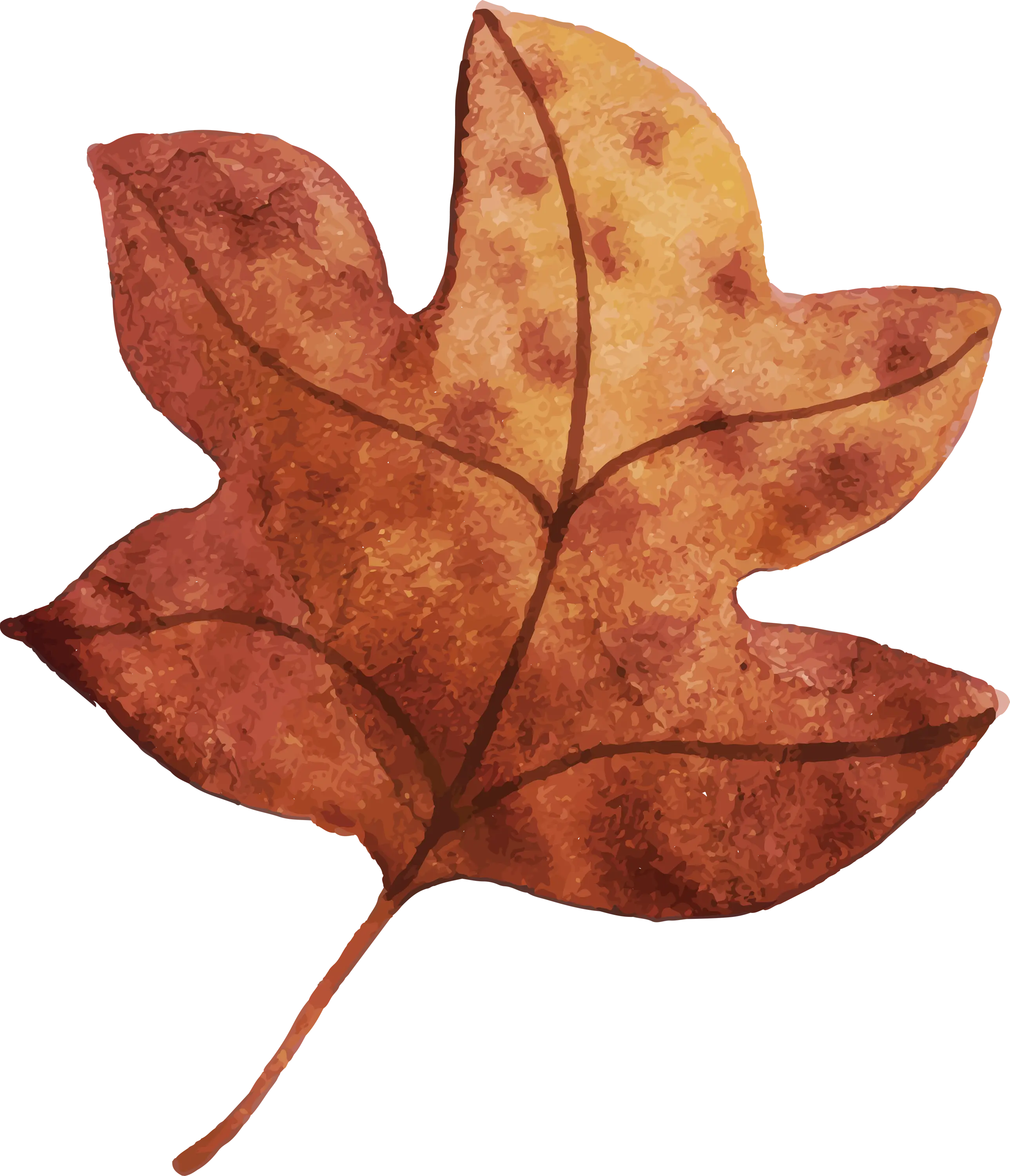 Brown Autumn Leaf Illustration for Seasonal Decor