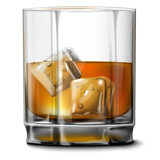Whiskey Glass with Ice Cubes