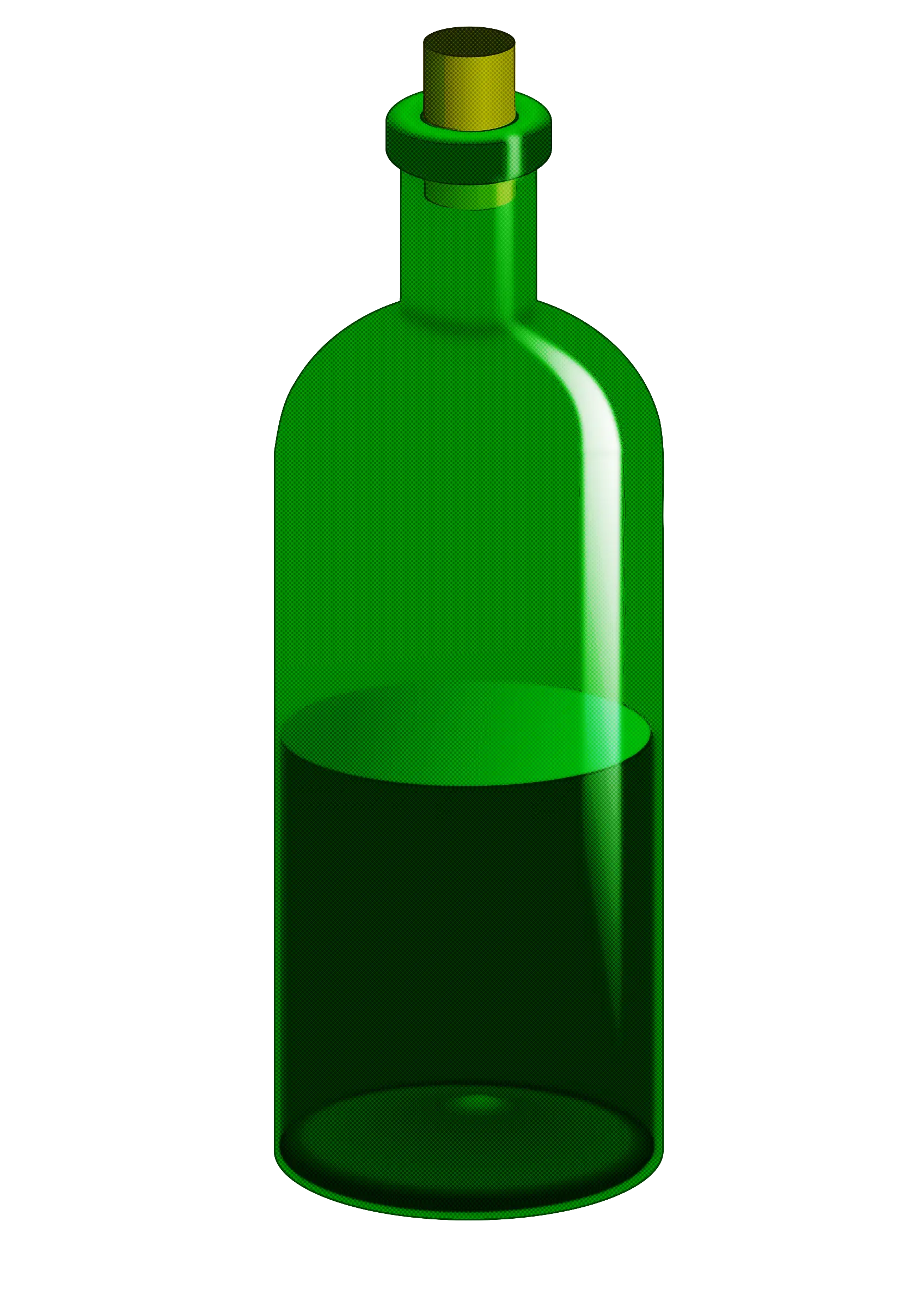 Glass Green Bottle with Liquid