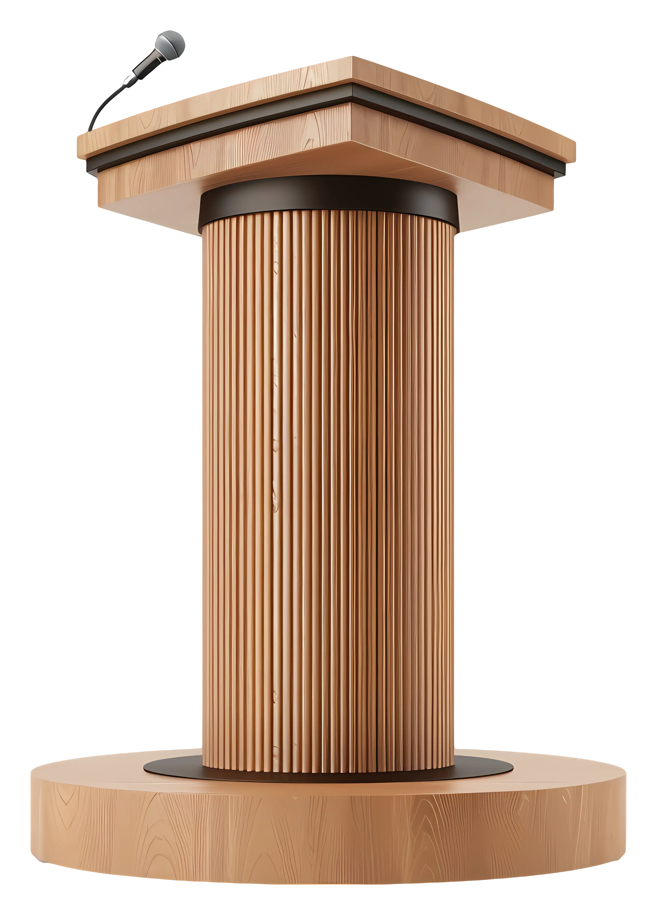 Wooden Podium with Microphone
