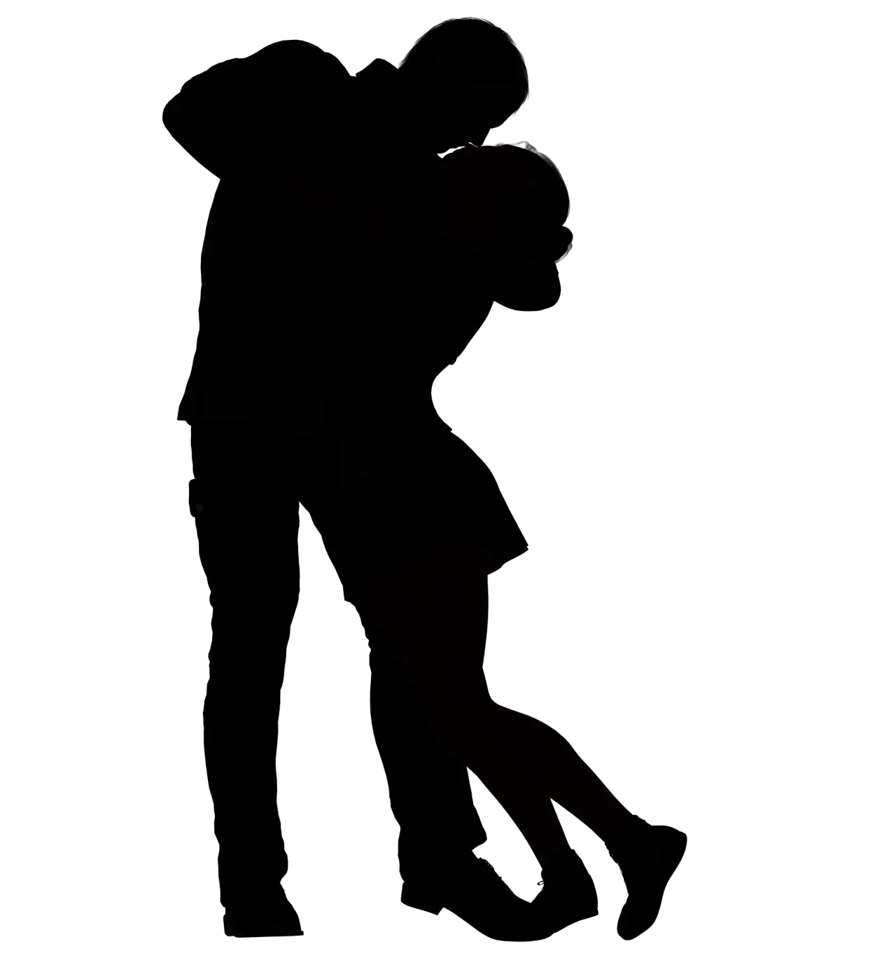 Silhouette of Dancing Couple in Romantic Pose