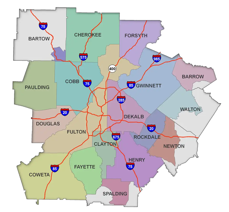 Atlanta Regional County Map