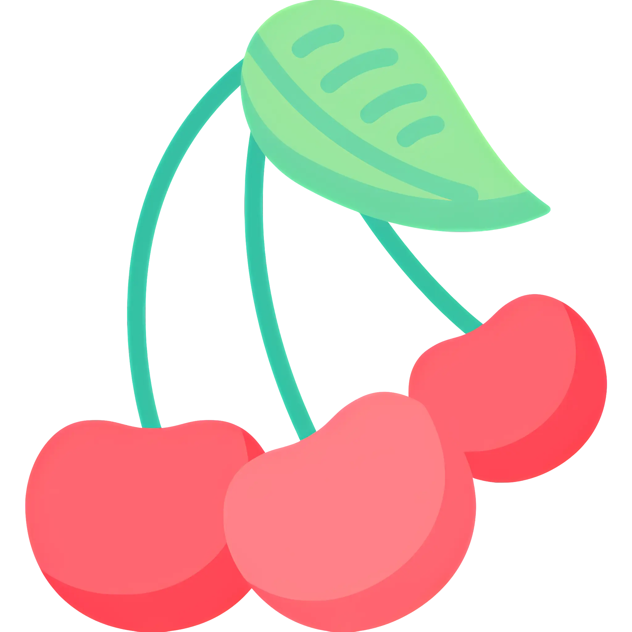 Red Cherries with Green Leaf