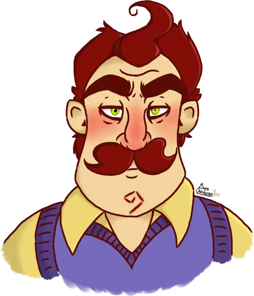 Cartoon Man with Mustache and Red Hair
