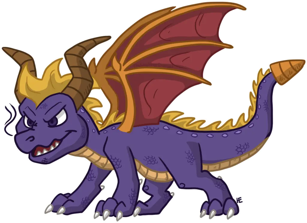 Purple Cartoon Dragon Illustration