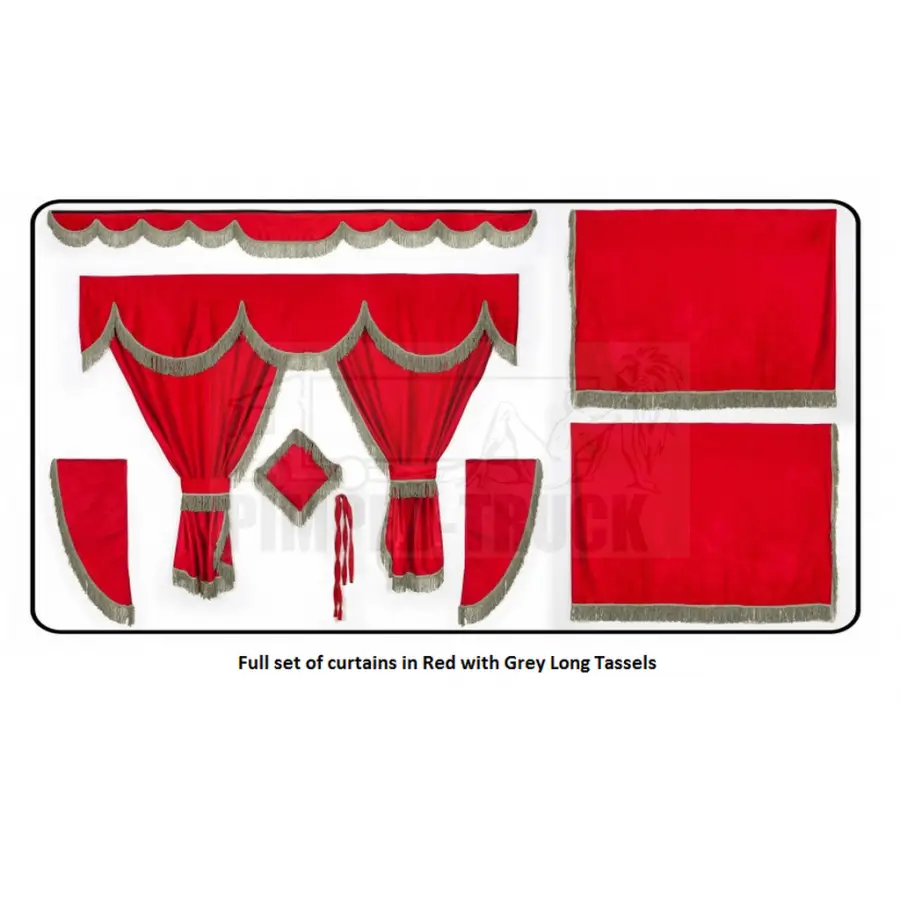 Red Curtains with Gray Tassels