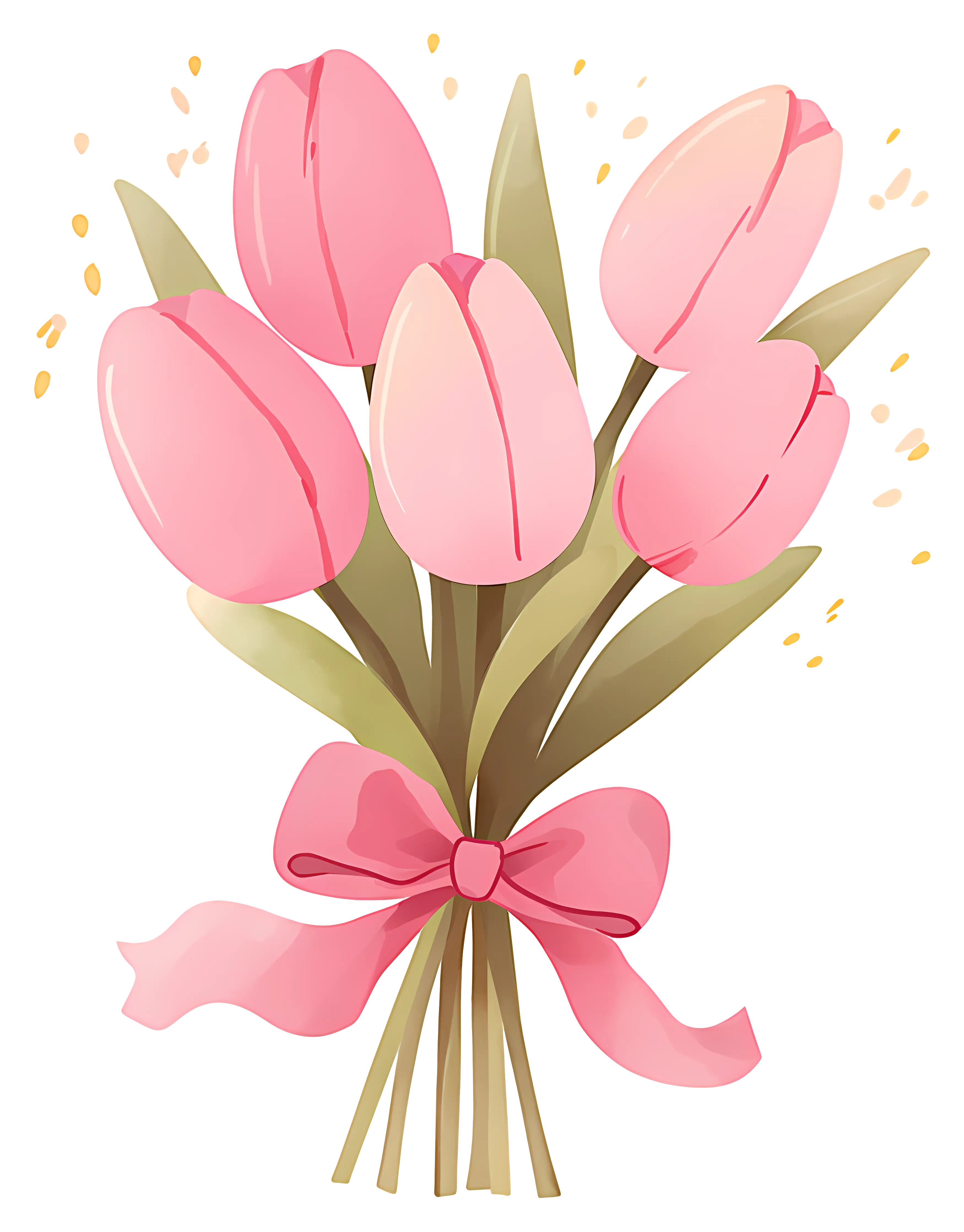 Bouquet of Pink Tulips with Cute Ribbon