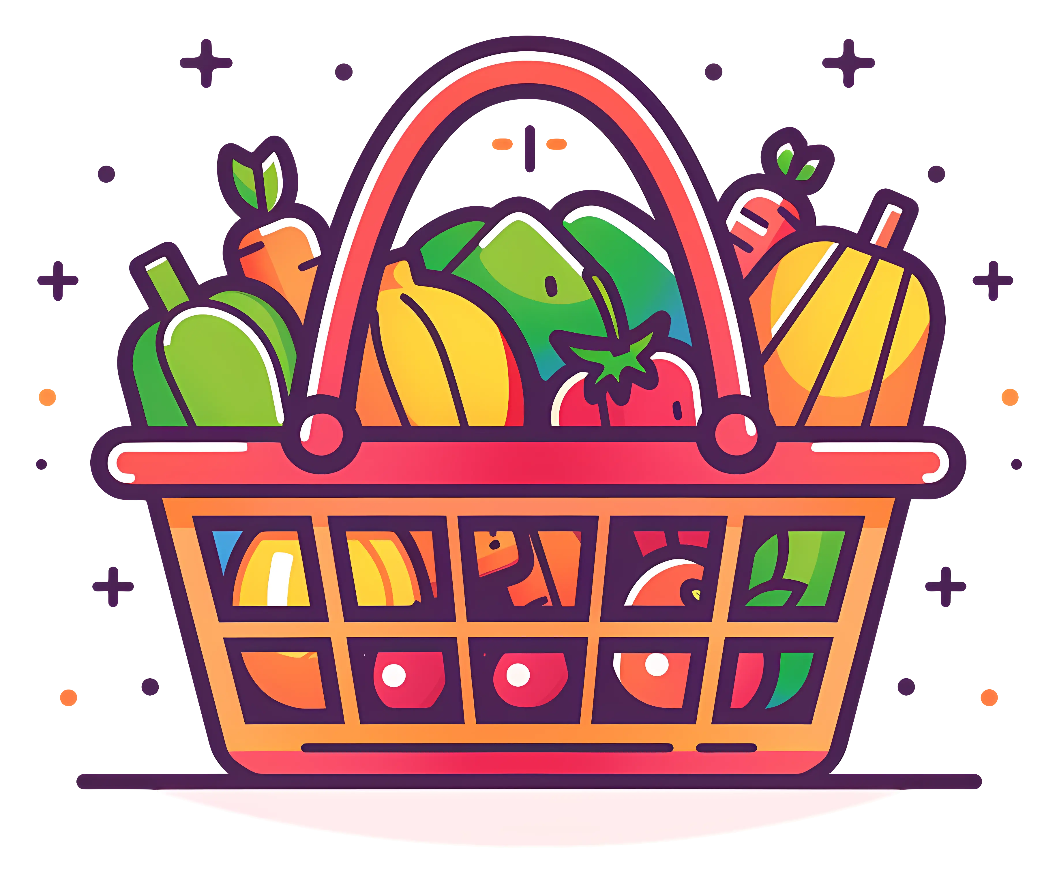 Colorful Basket of Vegetables and Fruits