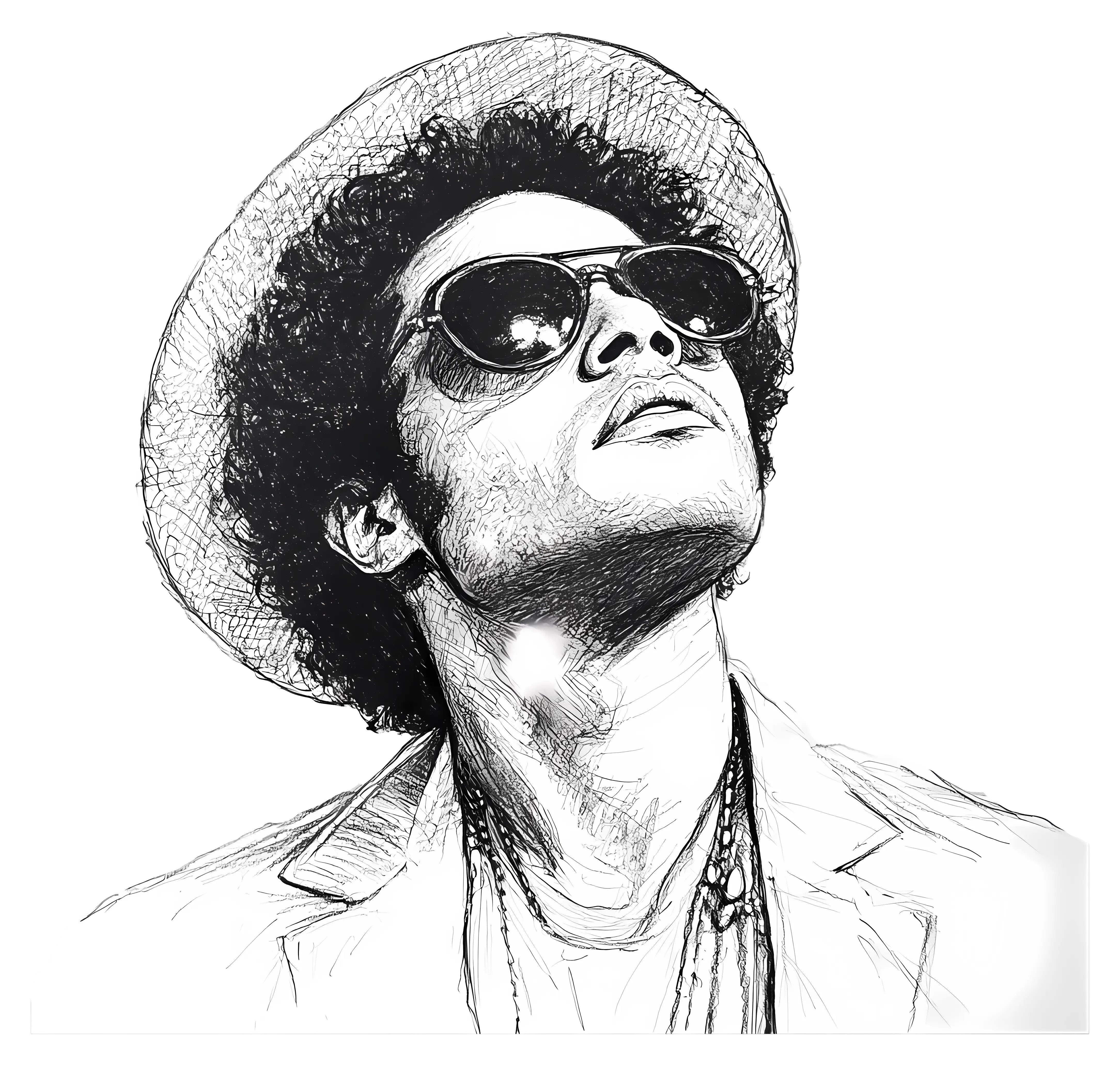 Sketch of Person with Hat and Sunglasses