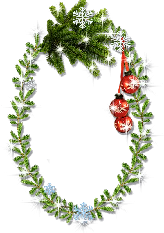 Christmas Wreath with Ornaments and Snowflakes