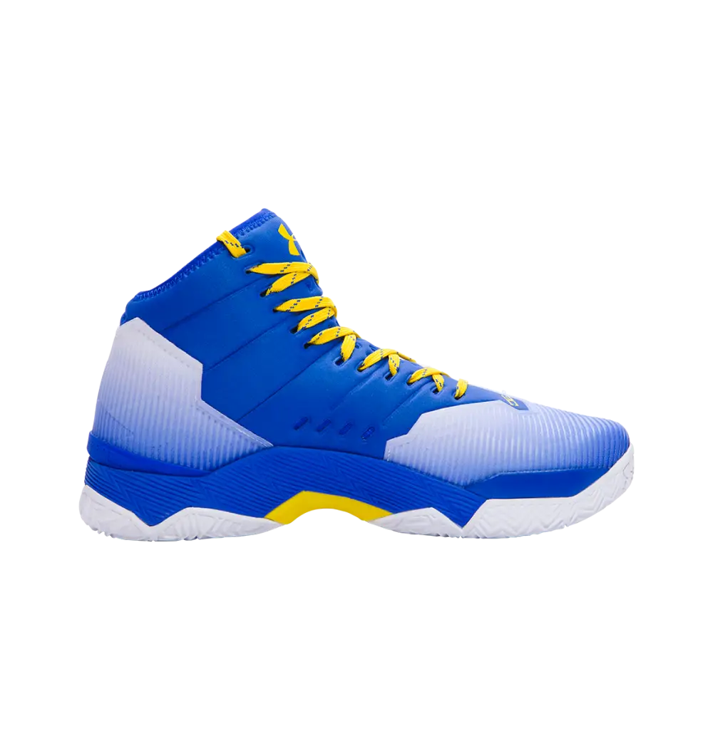 Blue and Yellow High-Top Sneaker