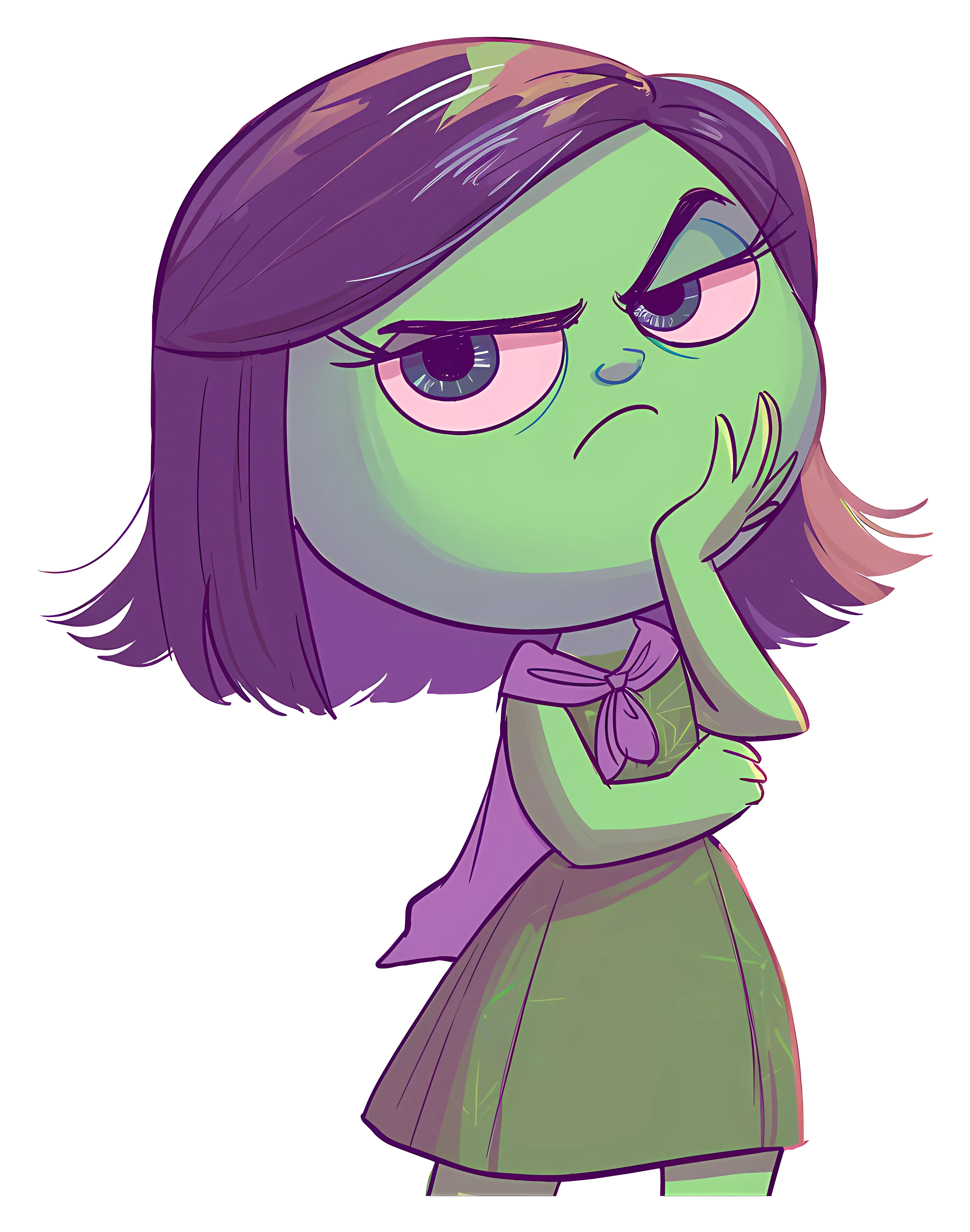 Displeased Green Cartoon Character