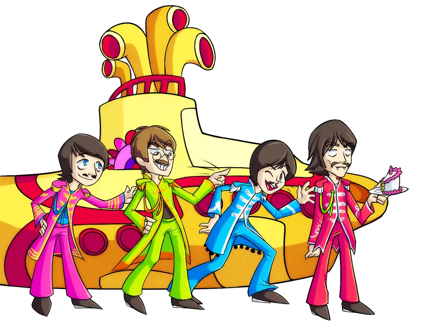 Colorful Cartoon Characters with Submarine