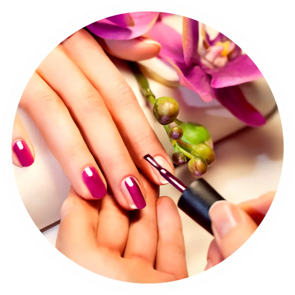 Hand Manicure with Bright Nail Polish