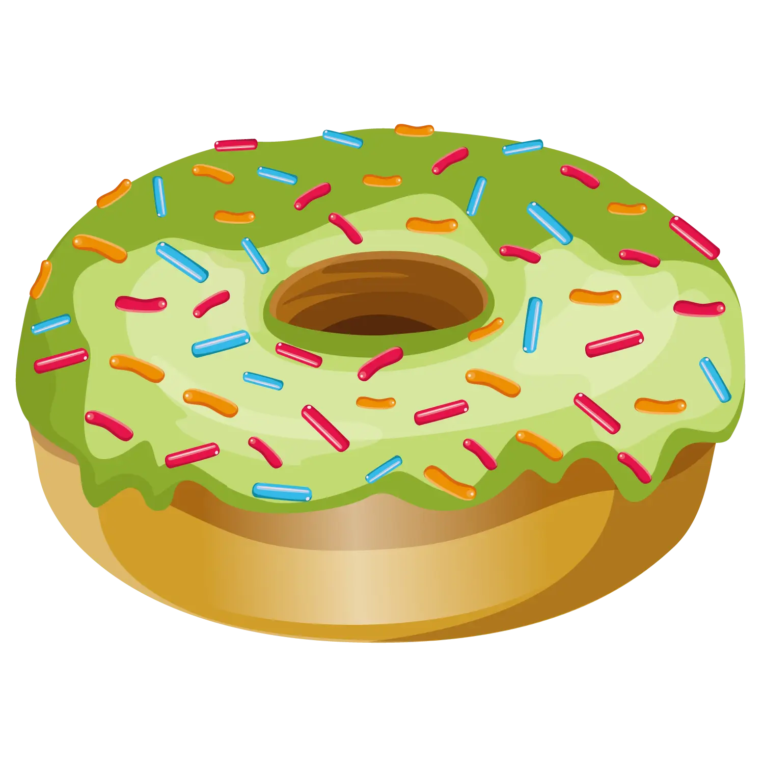 Green Frosted Donut with Colorful Sprinkles