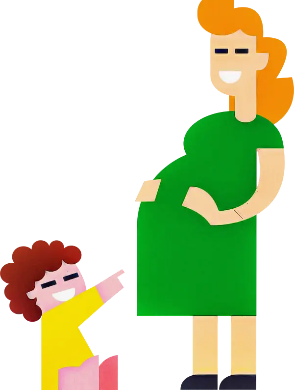 Pregnant Woman and Child Illustration for Motherhood Celebration