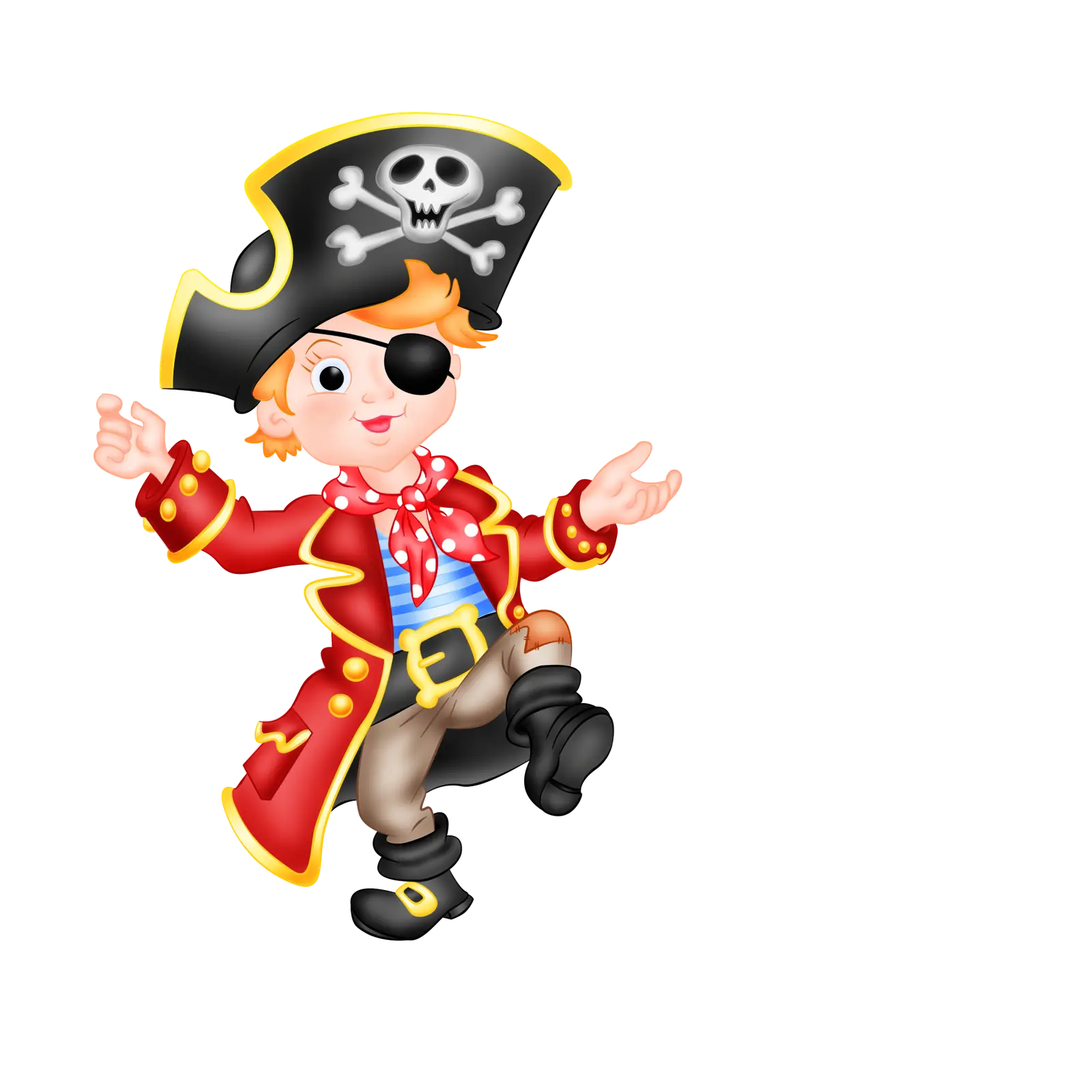 Cartoon Pirate with Hat and Eyepatch