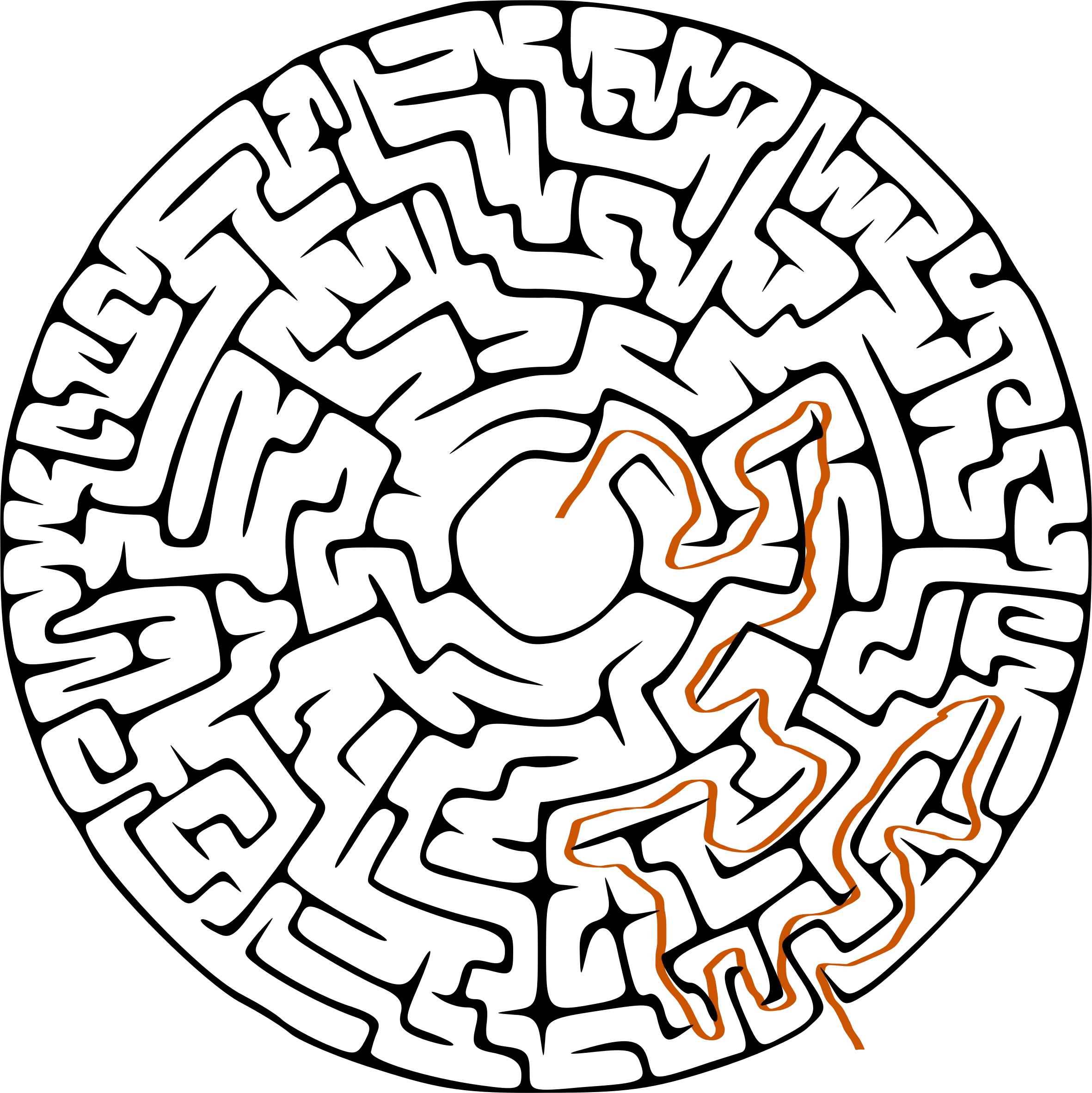 Circular Maze with Marked Path