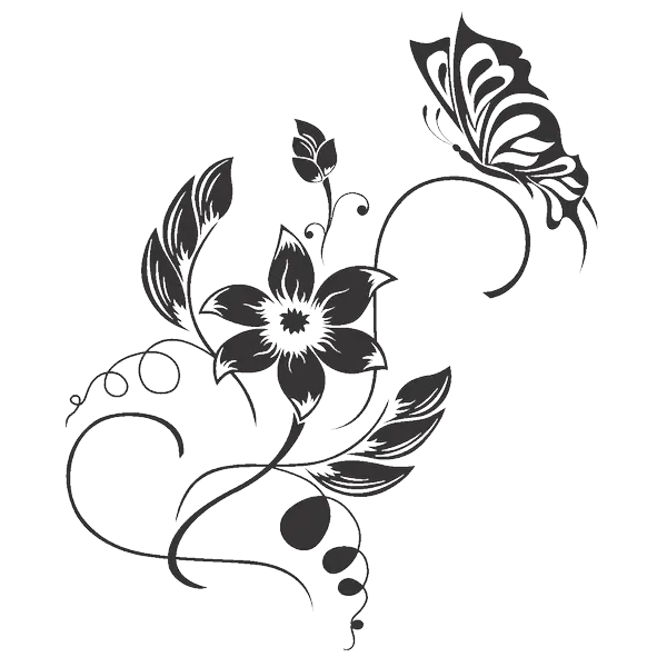 Ornamental Floral and Butterfly Illustration