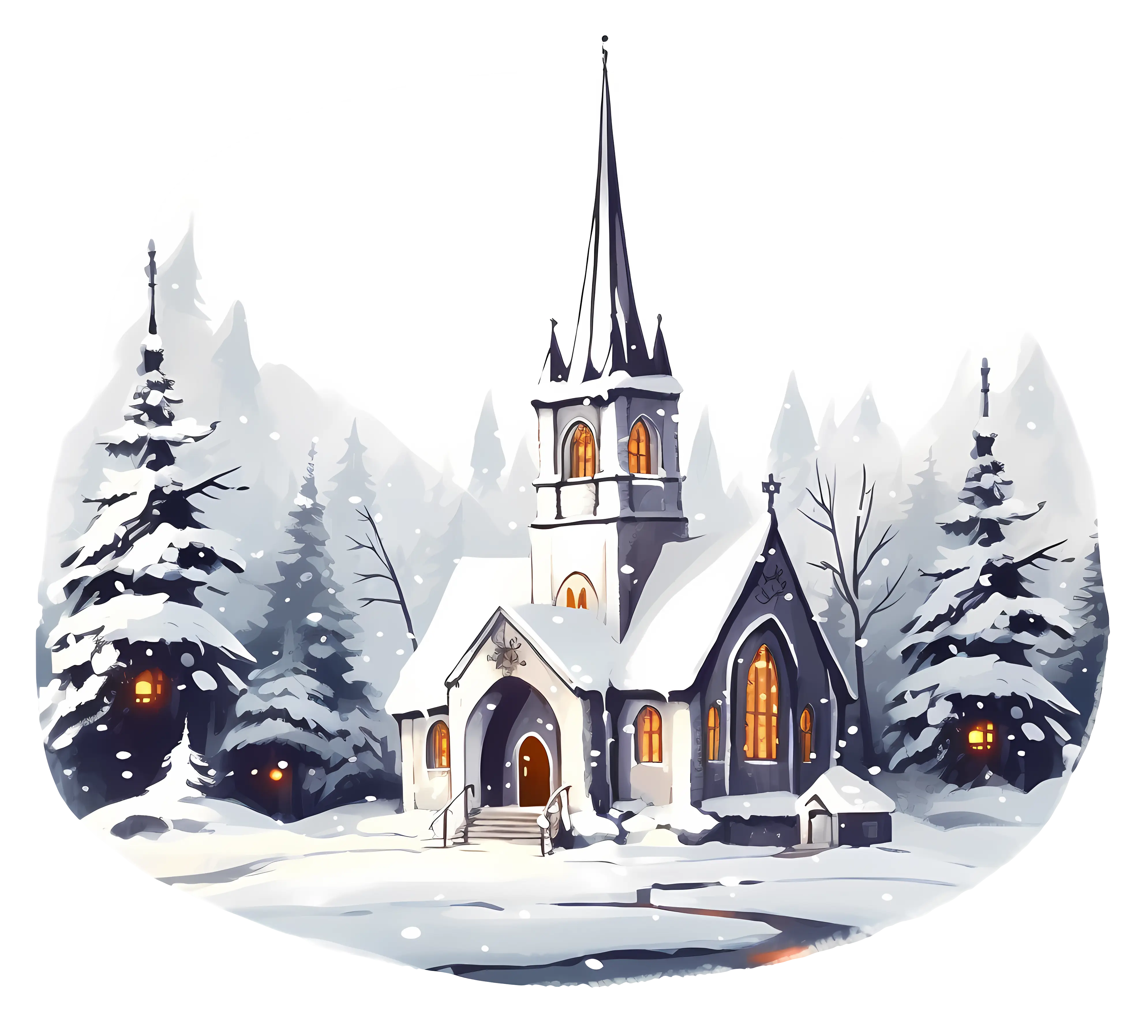 Snow-Covered Church for Christmas