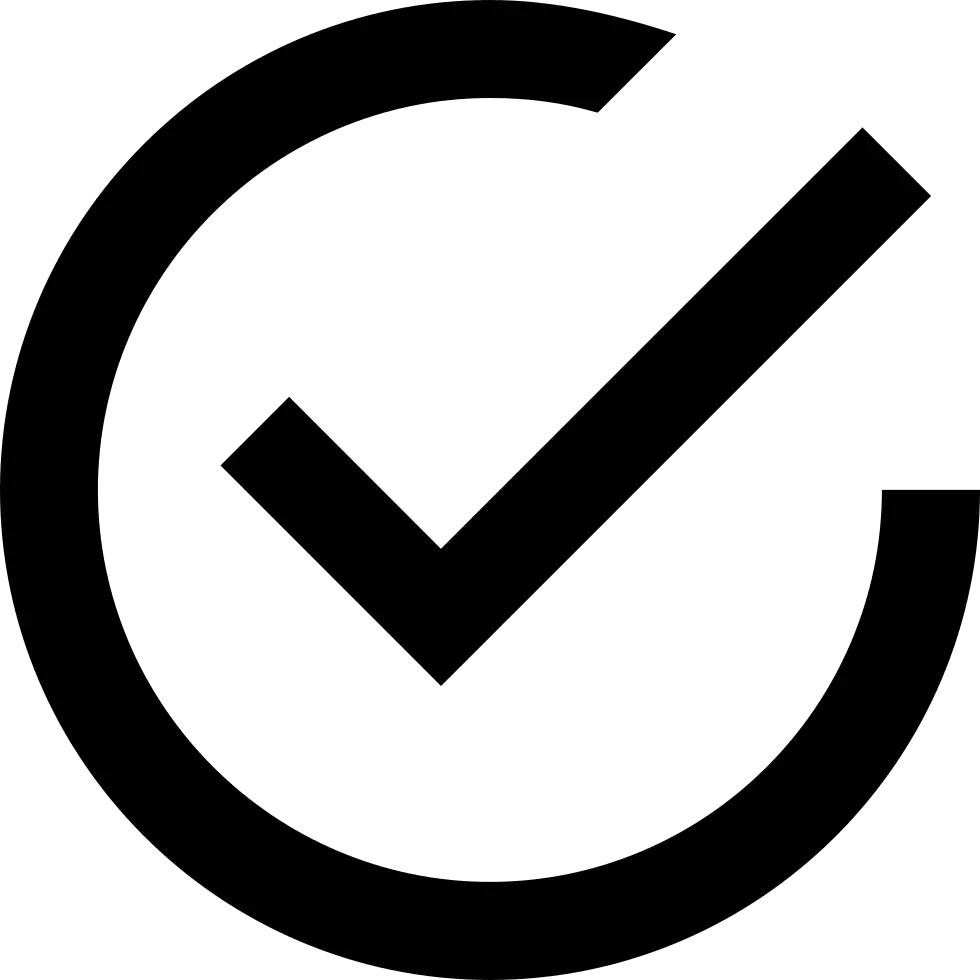 Black Checkmark in Circular Frame