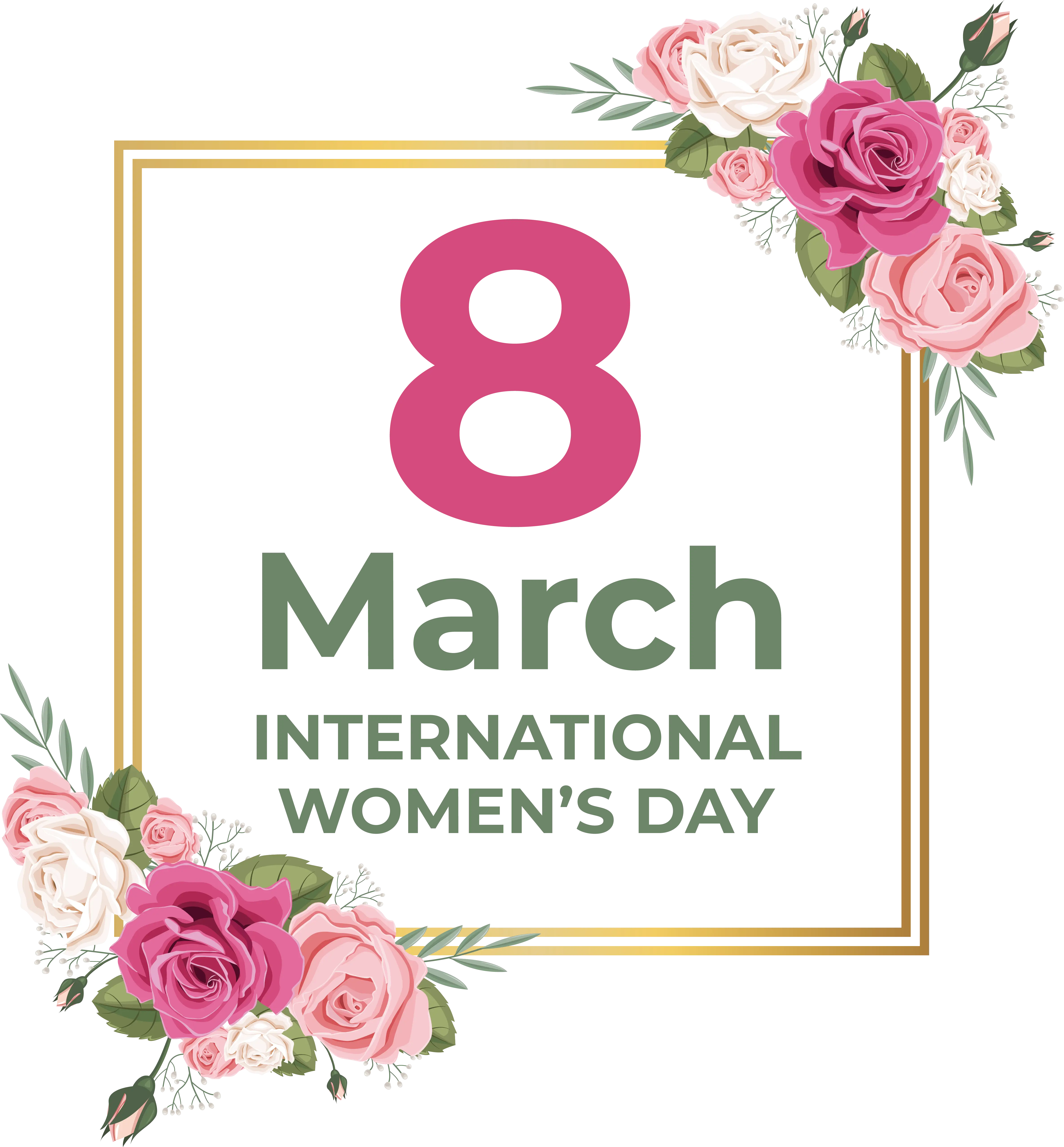 International Womenâ€™s Day 2021 Floral Frame Design