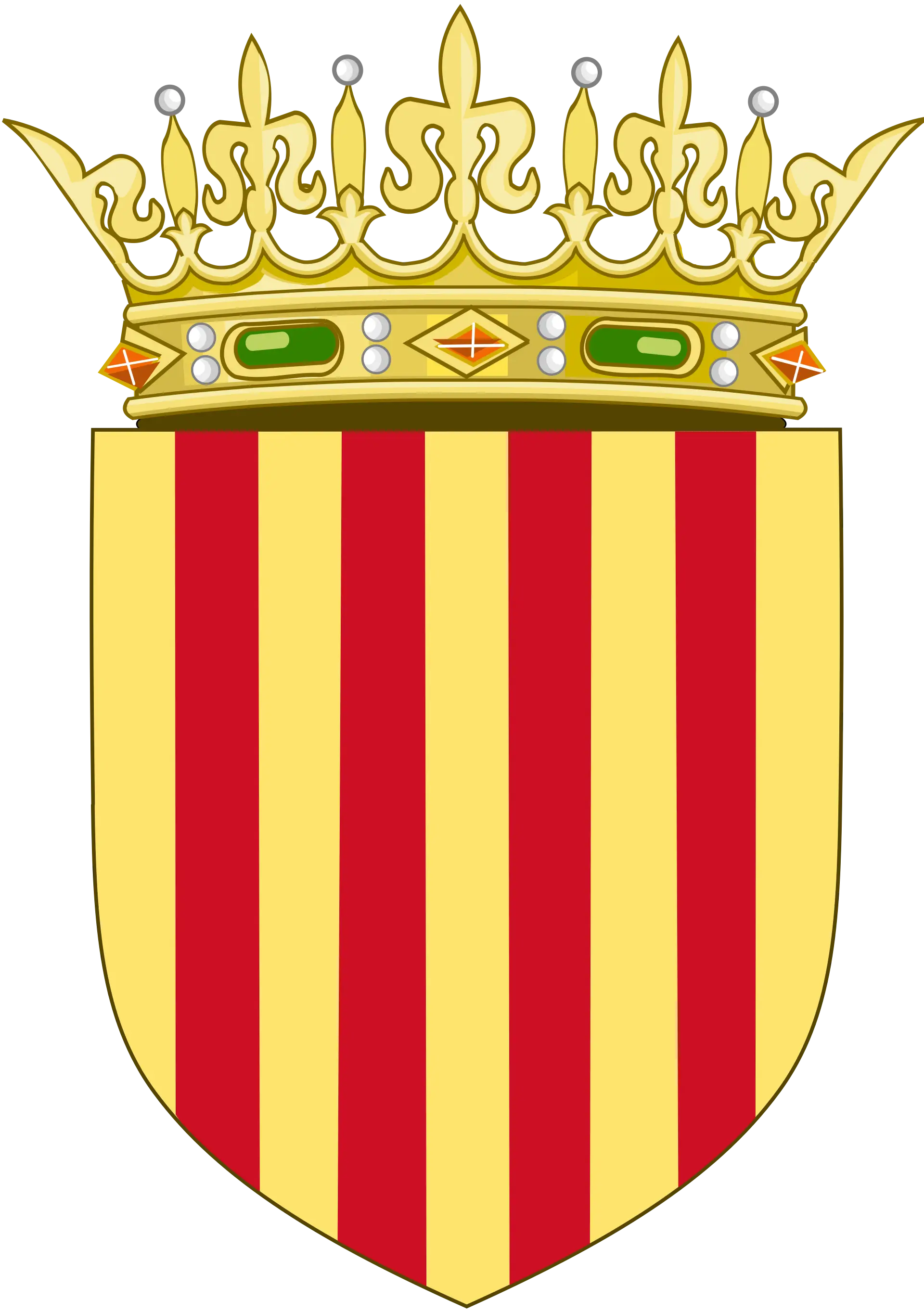 Heraldic Crest with Crown and Striped Shield
