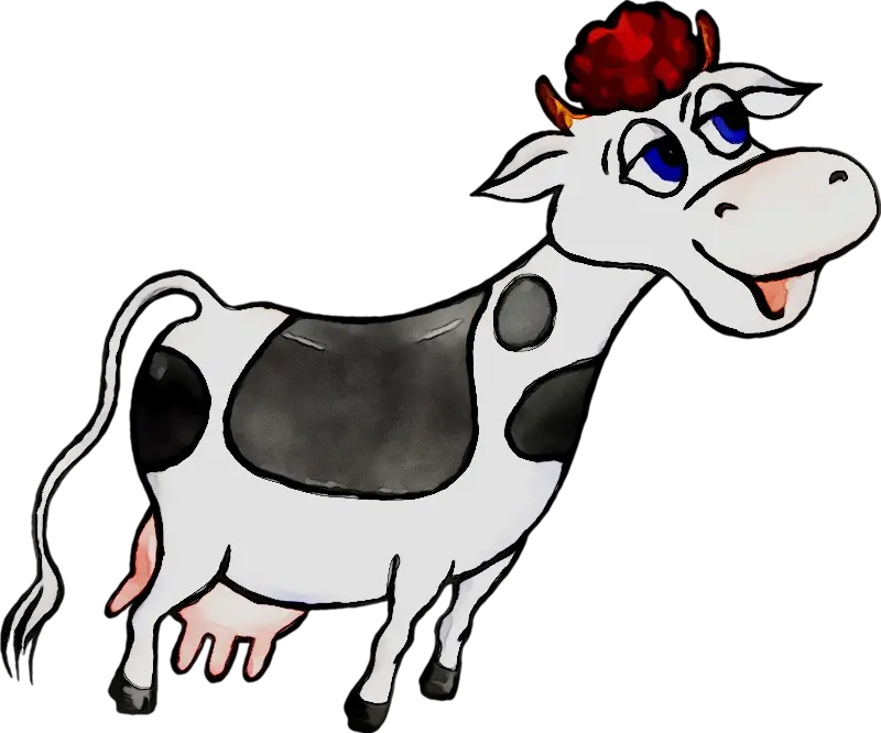 Cartoon Cow with Red Flower