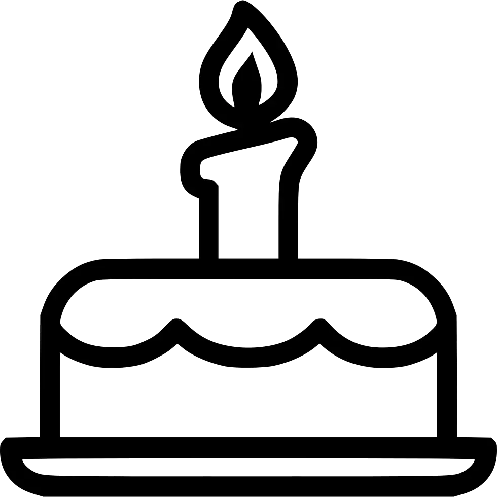 Birthday Cake Outline Icon with Candle