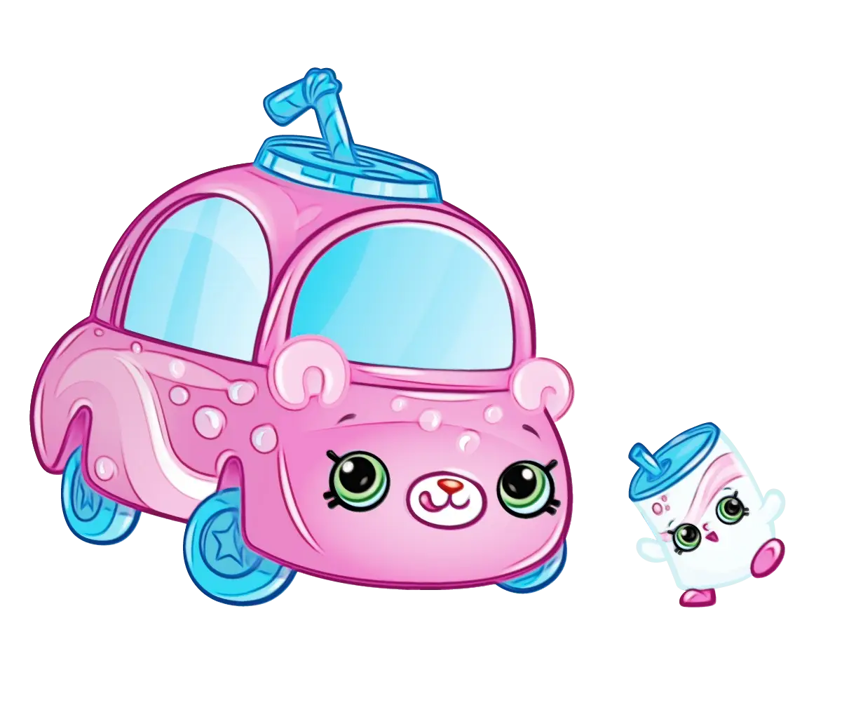 Cute Pink Bear Car Cartoon