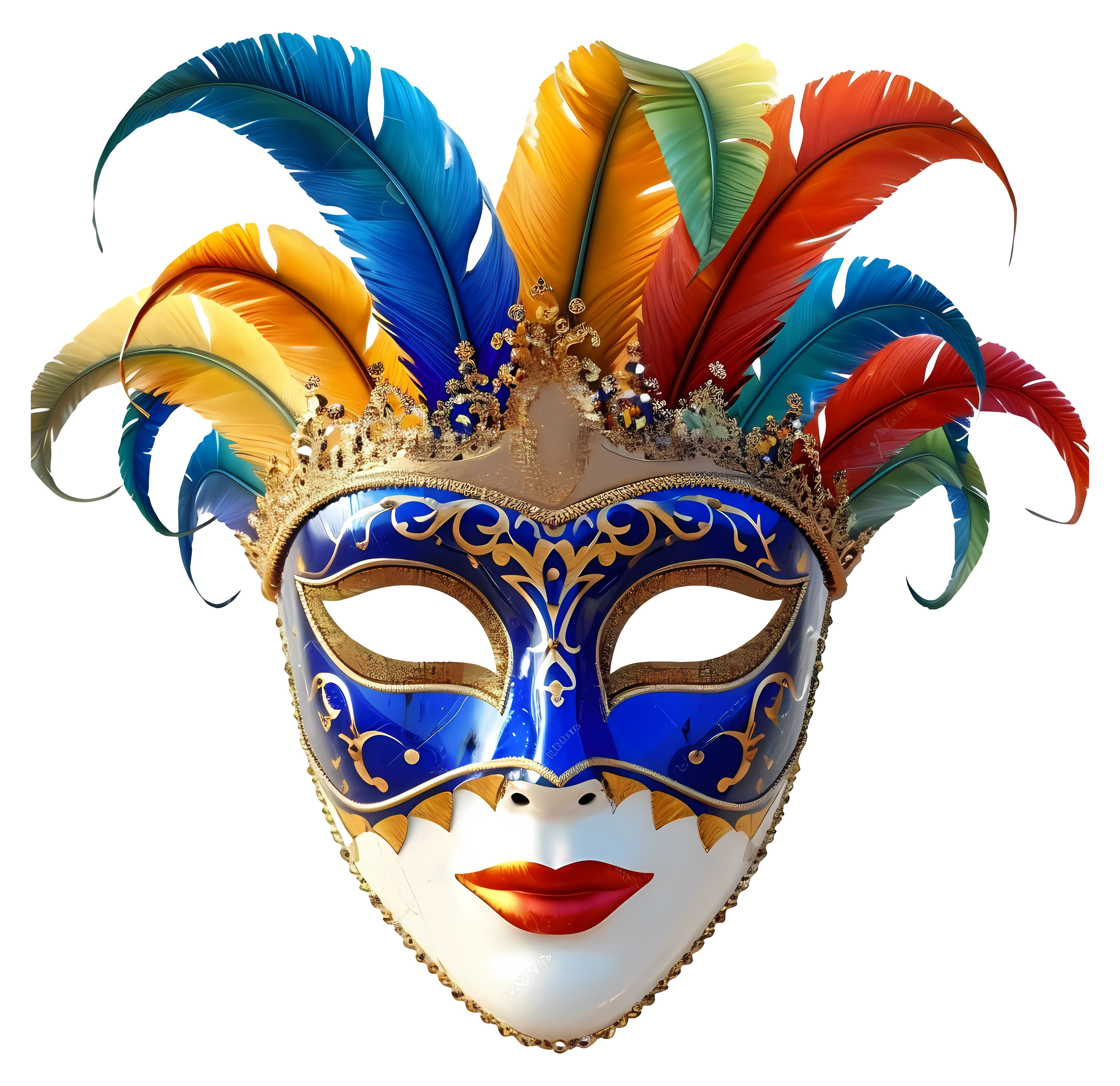 Vibrant Carnival Mask with Colorful Feathers
