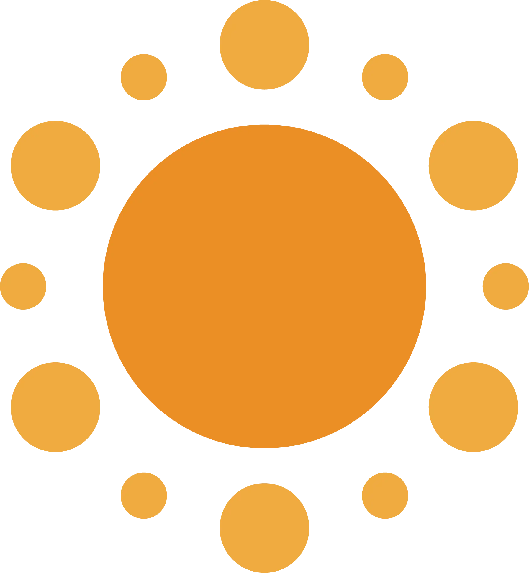Orange Sun Symbol with Radiating Circles