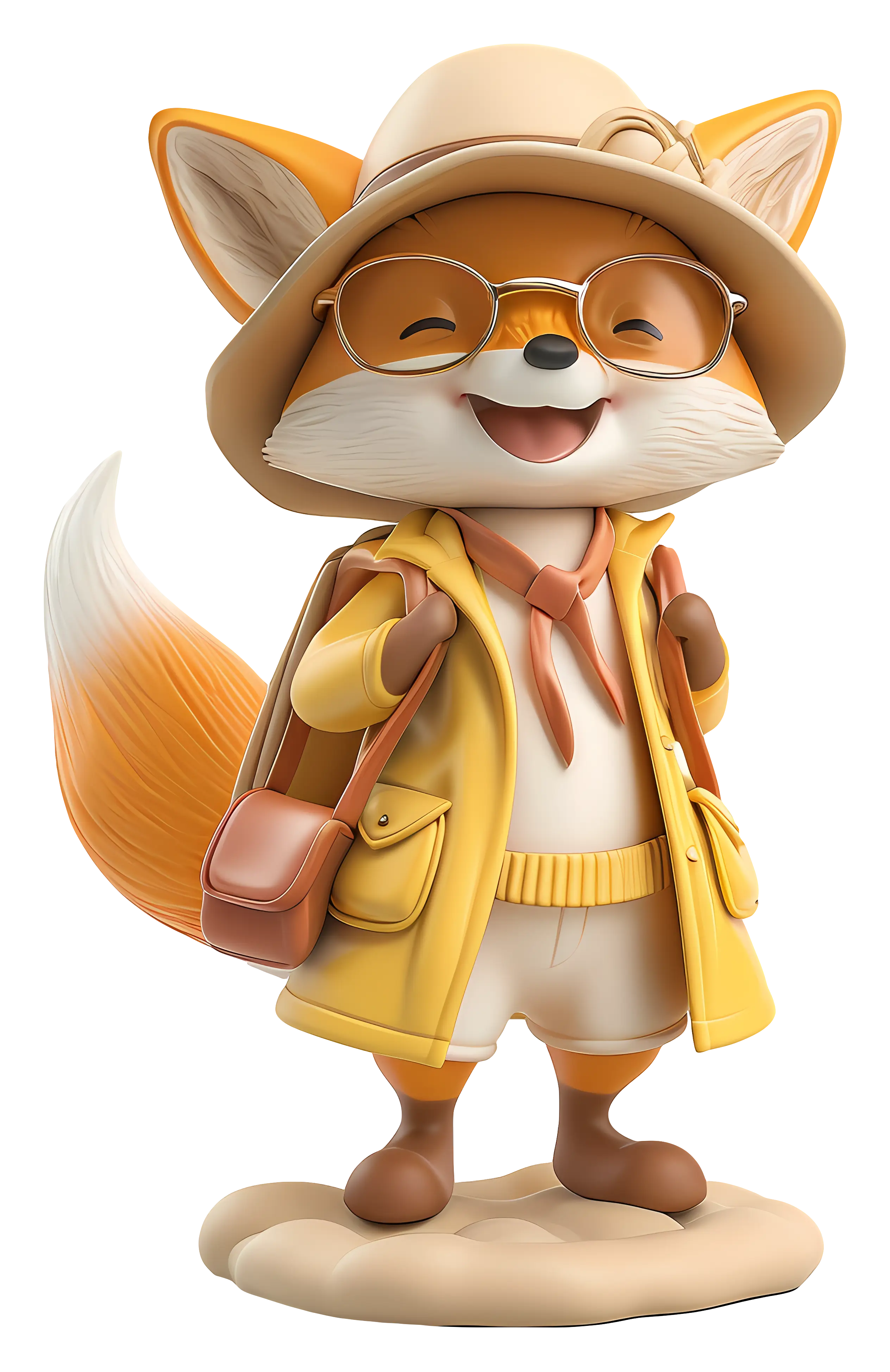 Cute Fox with Glasses and Hat