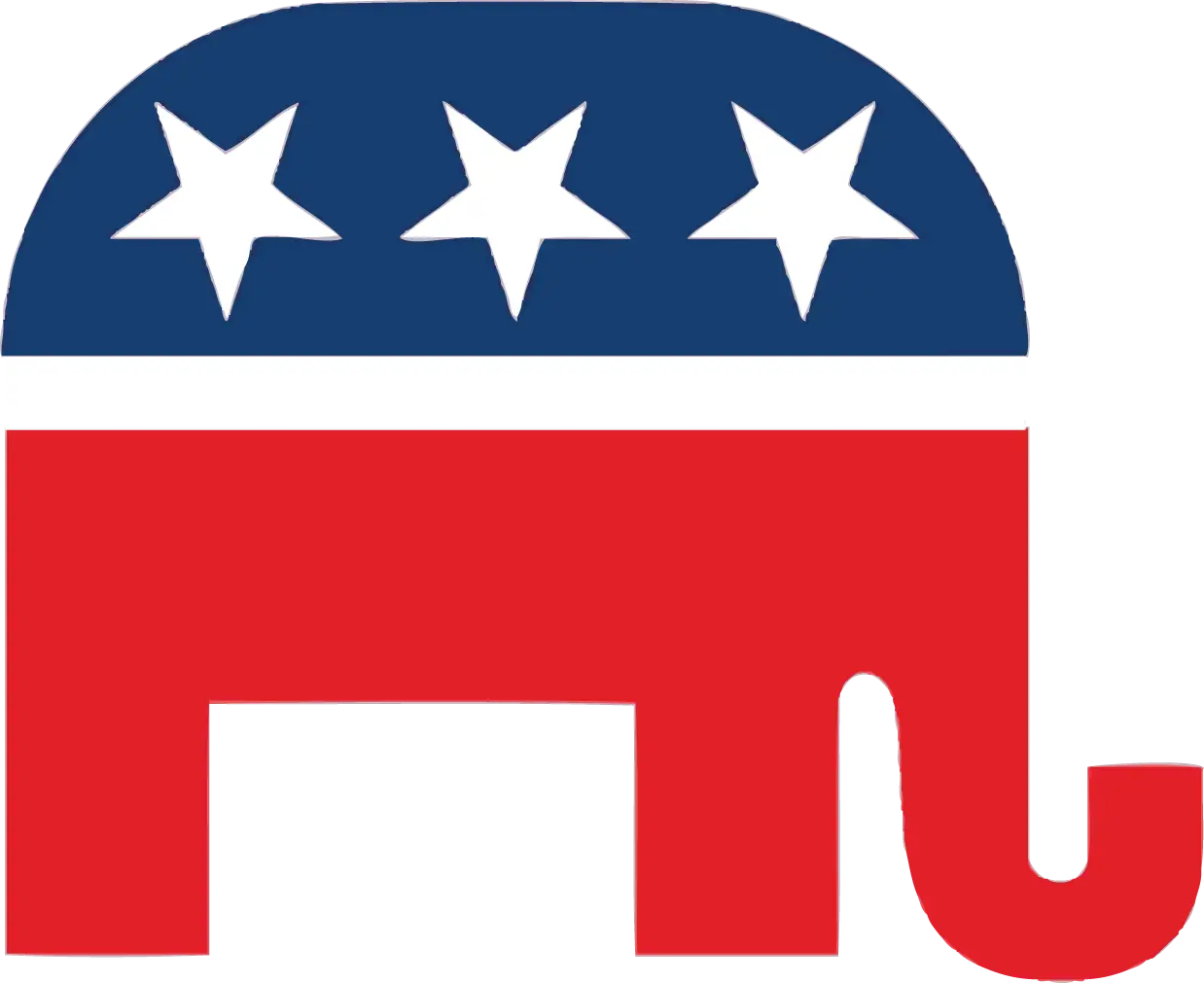 Red and Blue Elephant with Stars