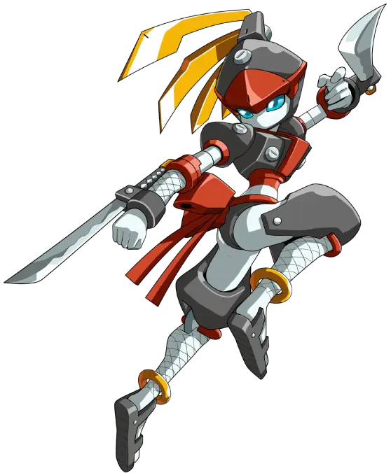 Samurai-Inspired Robot Character in Action Pose