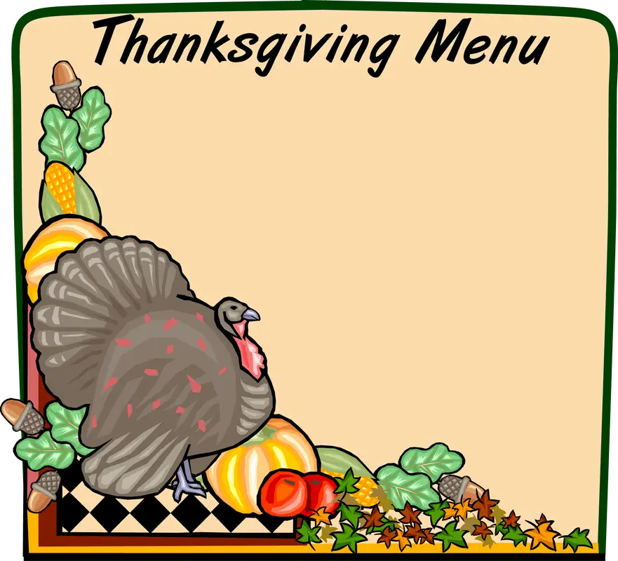 Thanksgiving Menu with Turkey and Pumpkins