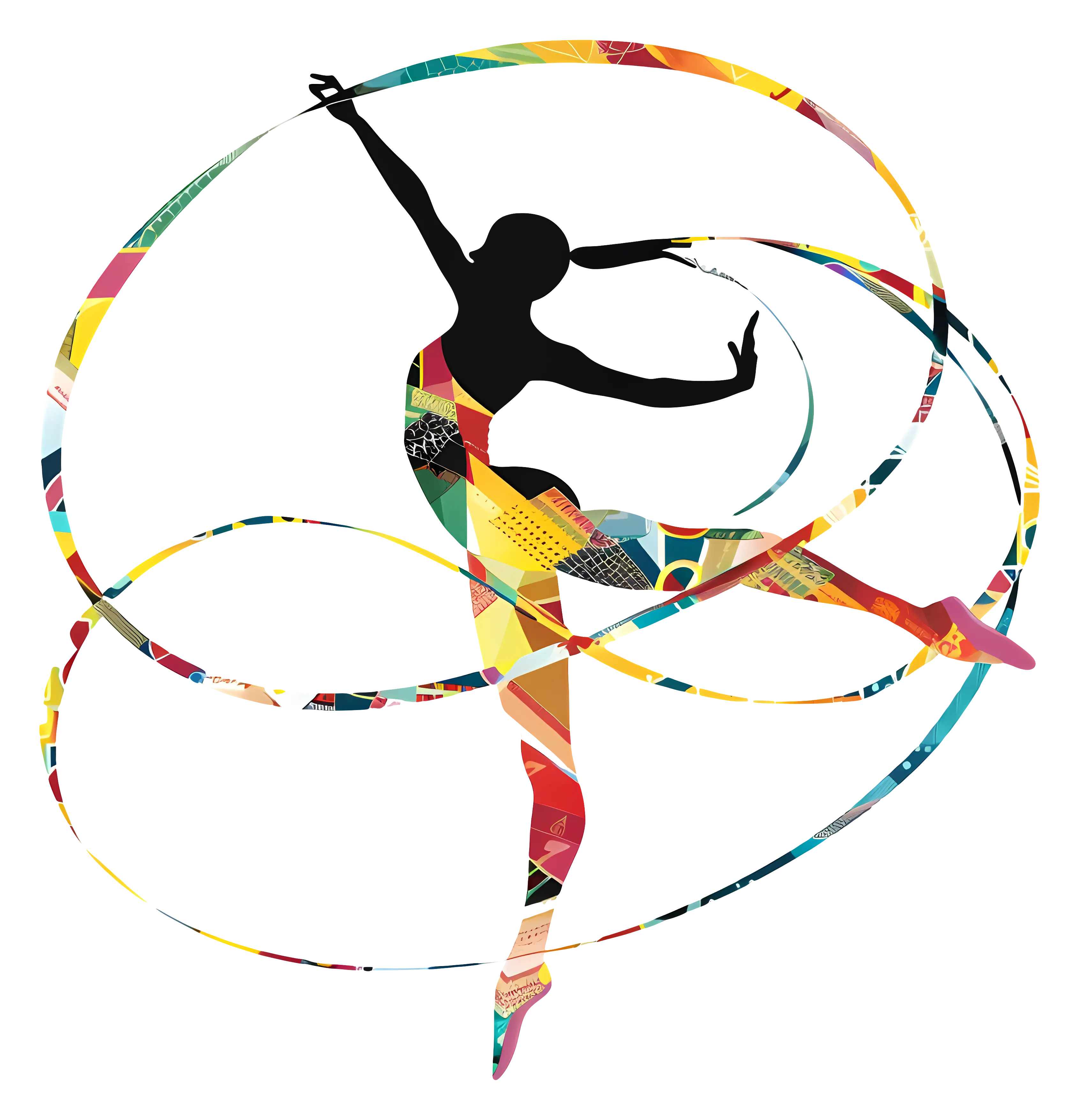 Artistic Dancer with Colorful Ribbons