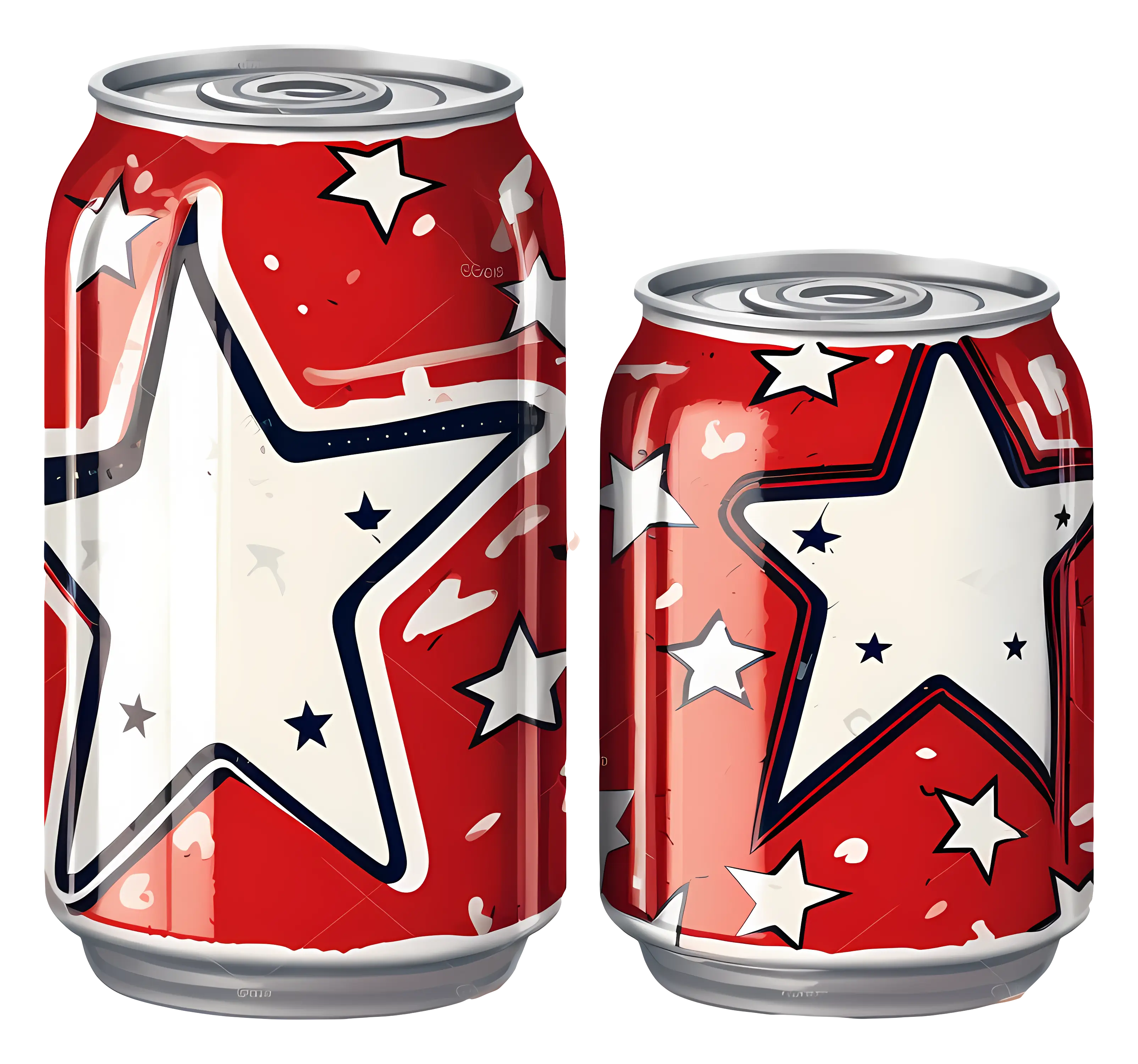 Red Soda Cans with Star Design
