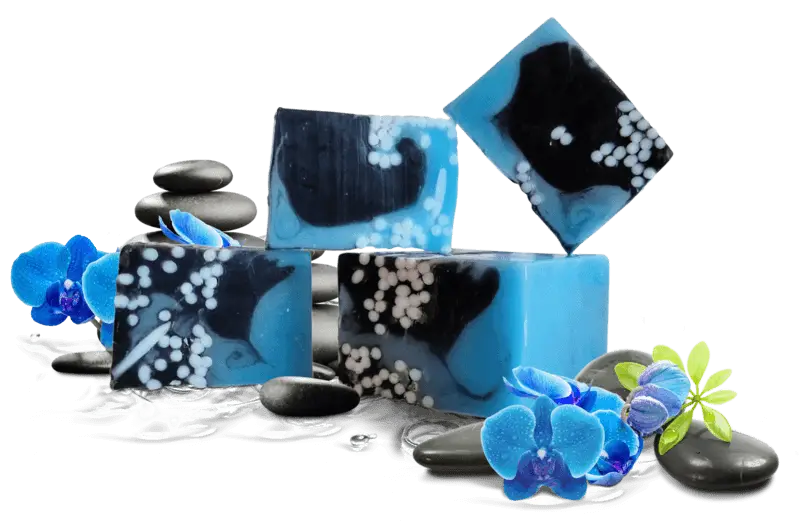 Artistic Blue and Black Soap Bars