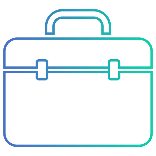 Blue and Green Outline Briefcase Icon