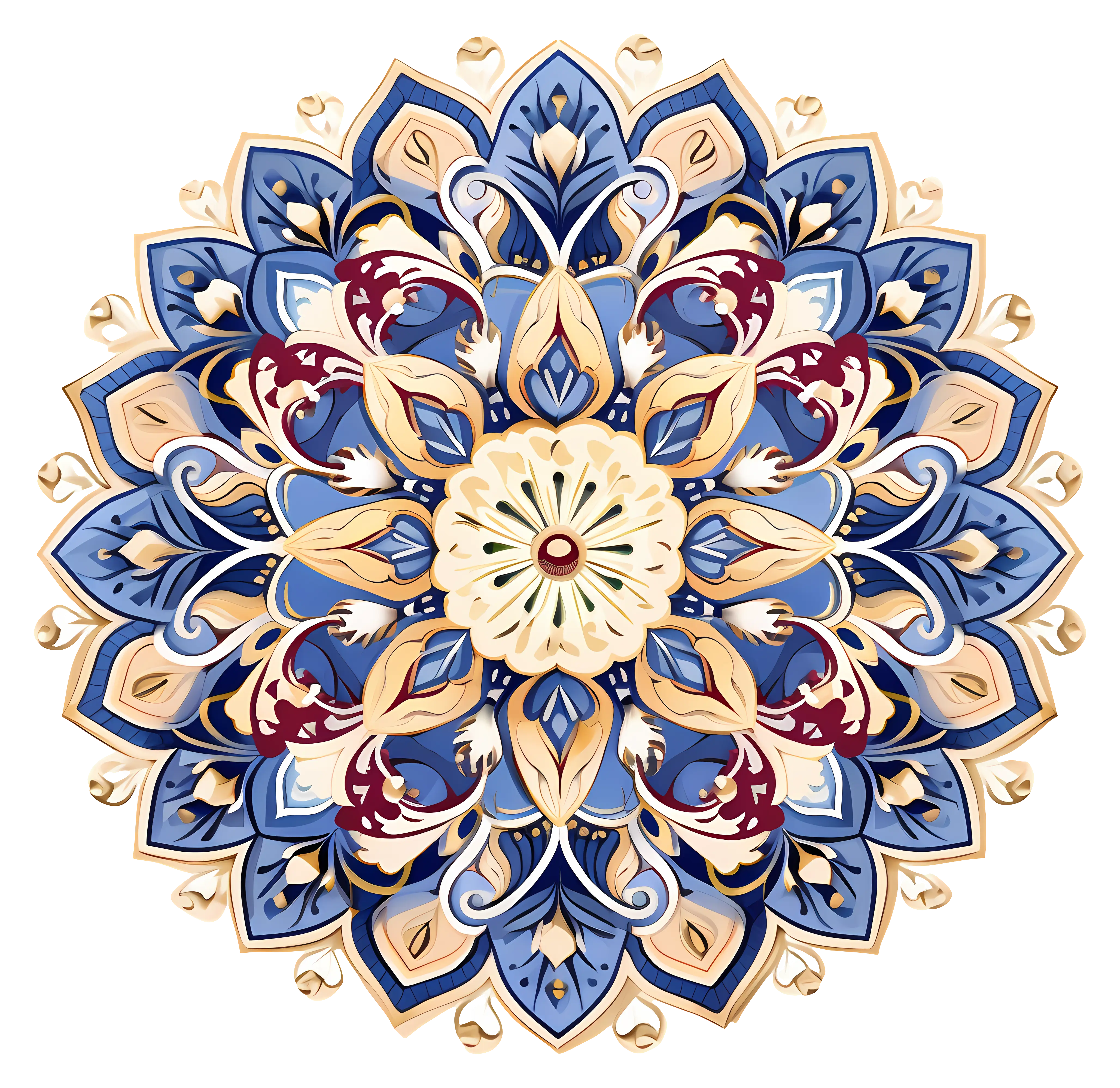 Detailed Mandala Design with Floral Motifs