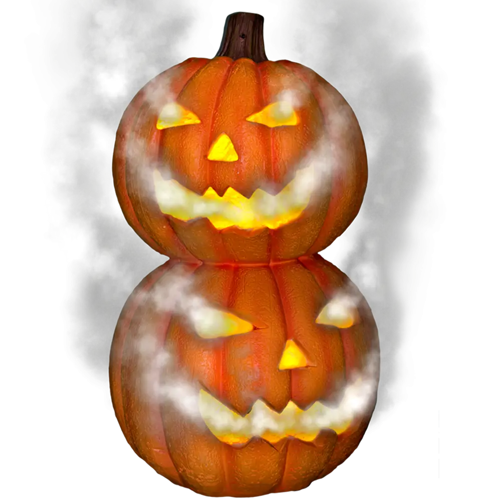 Stacked Halloween Pumpkins with Smoke