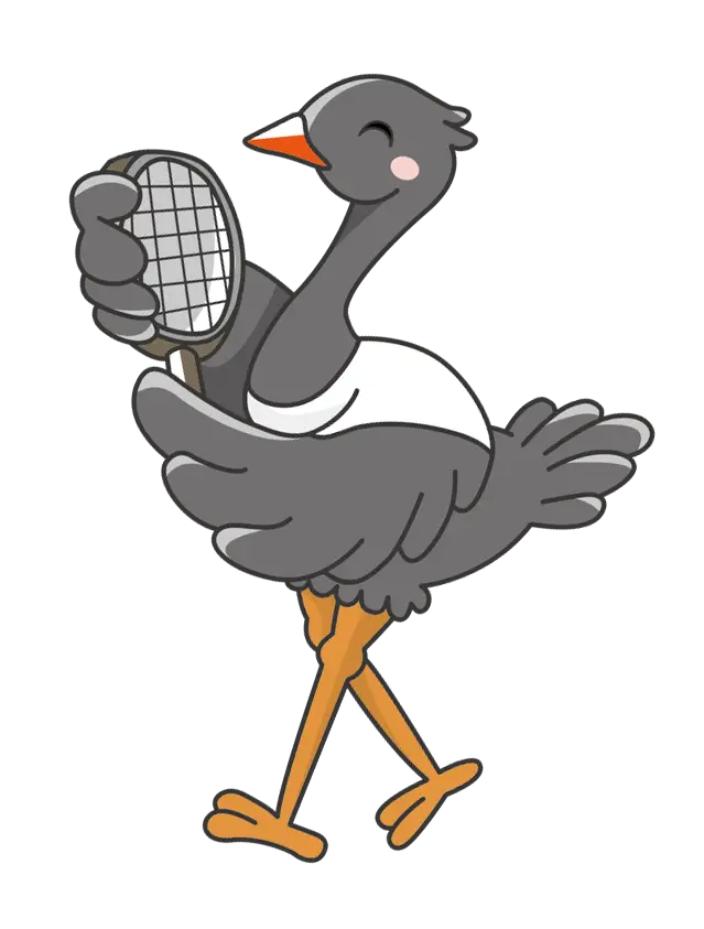 Cartoon Bird Playing Badminton