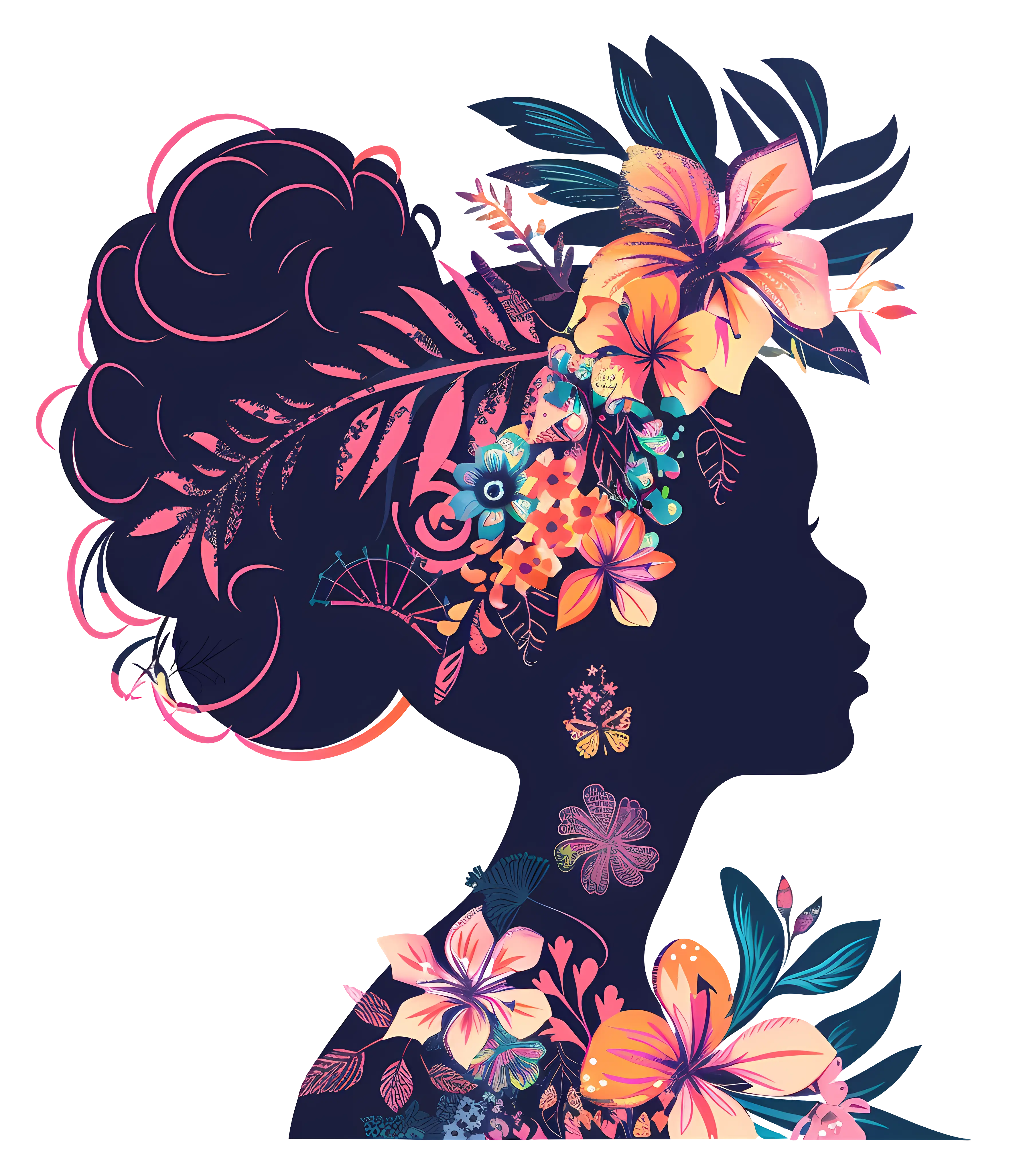 Floral Silhouette of Woman Artwork