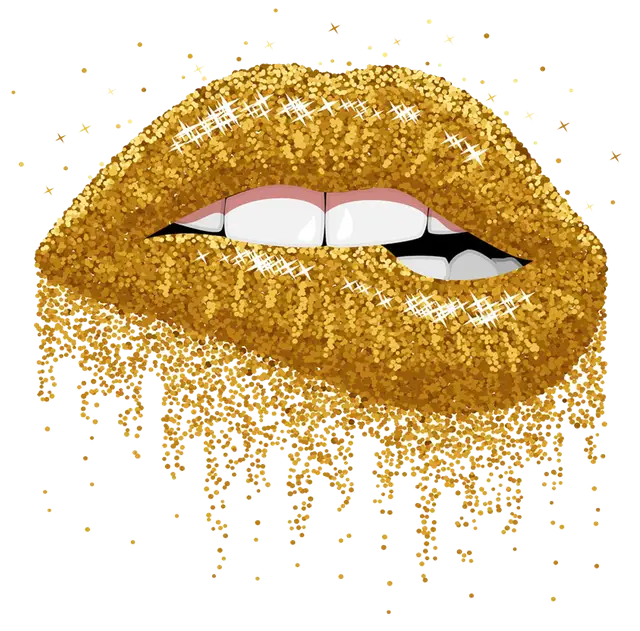 Golden Glitter Lips Art
