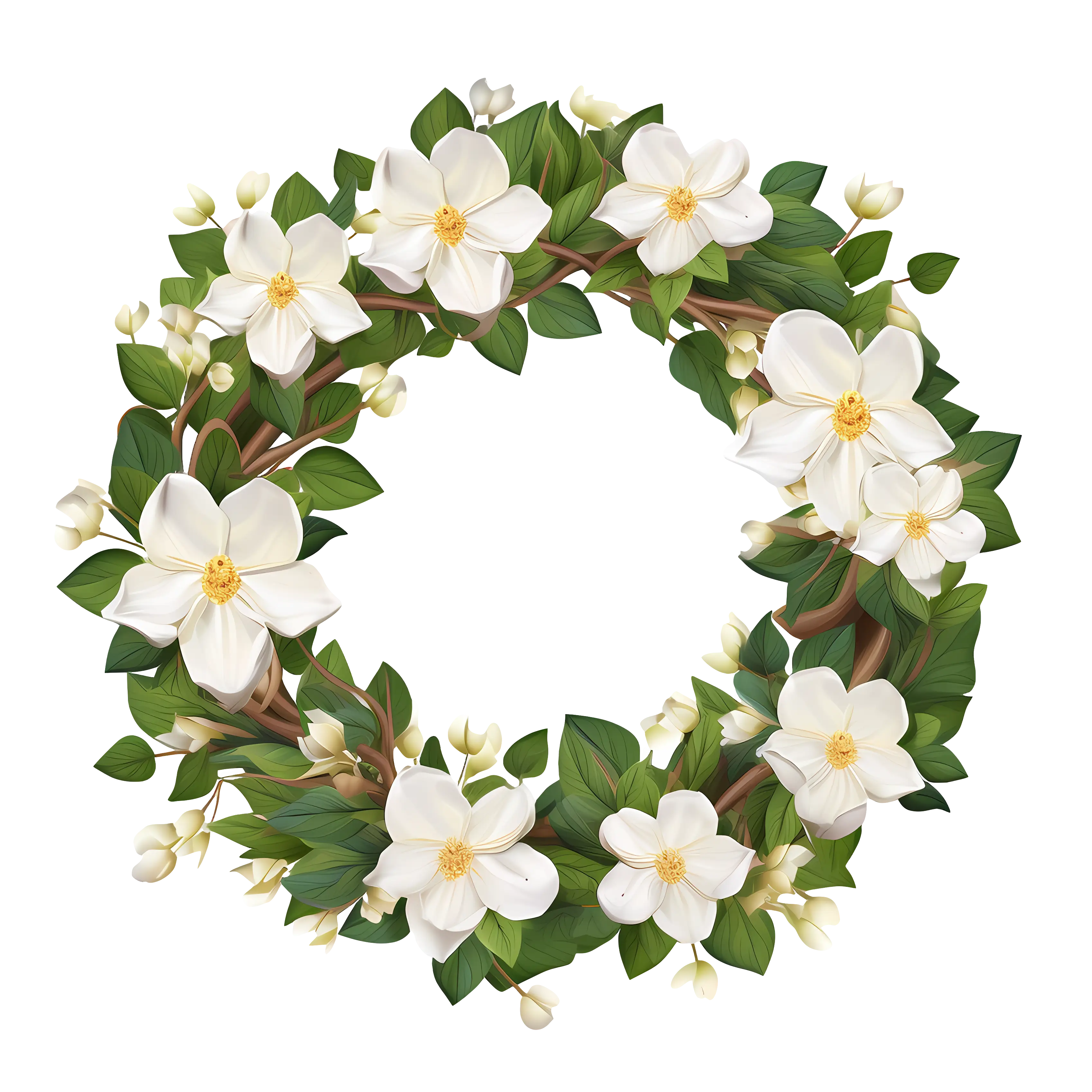 Floral Wreath Decorated with White Blossoms