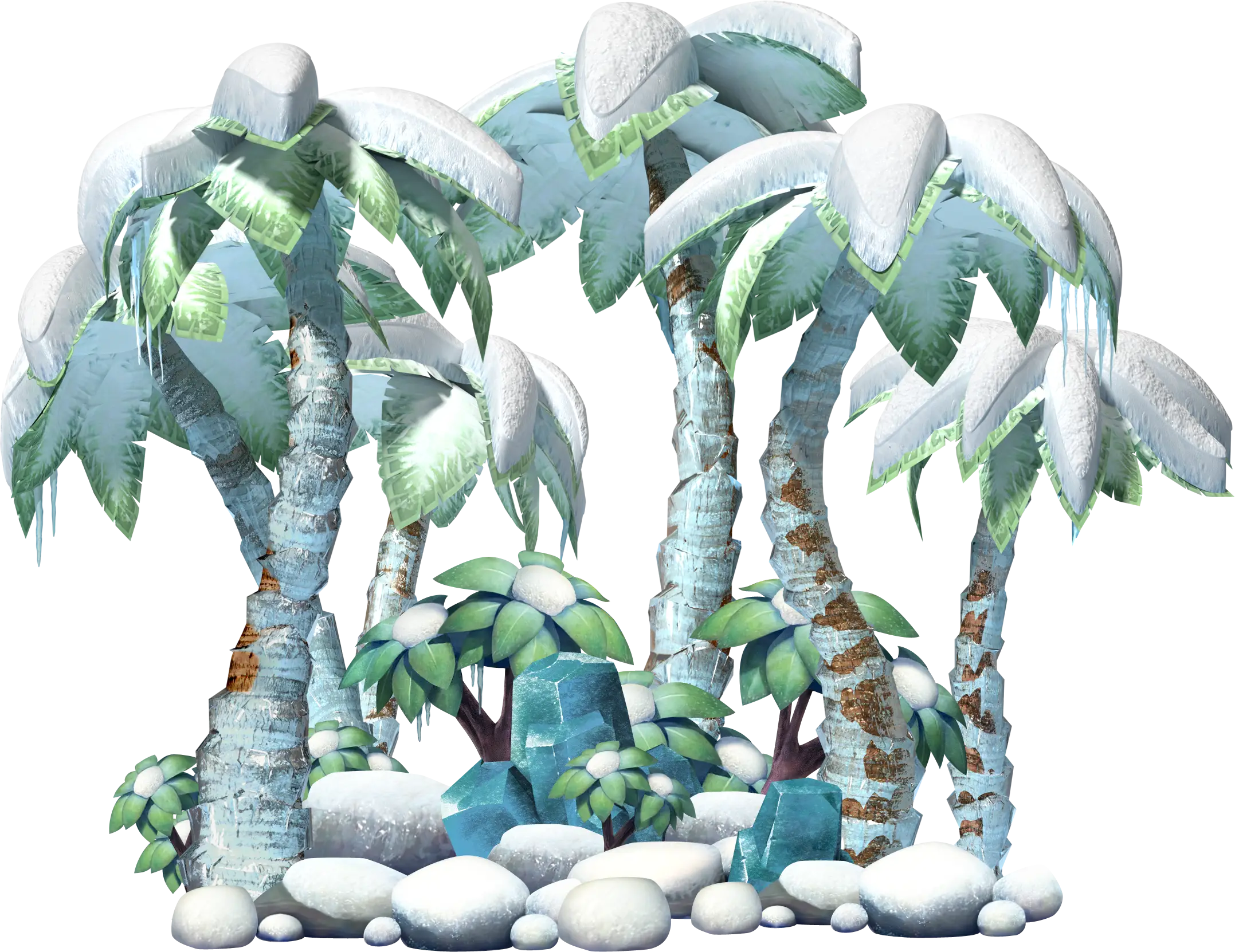 Snow-Covered Palm Trees